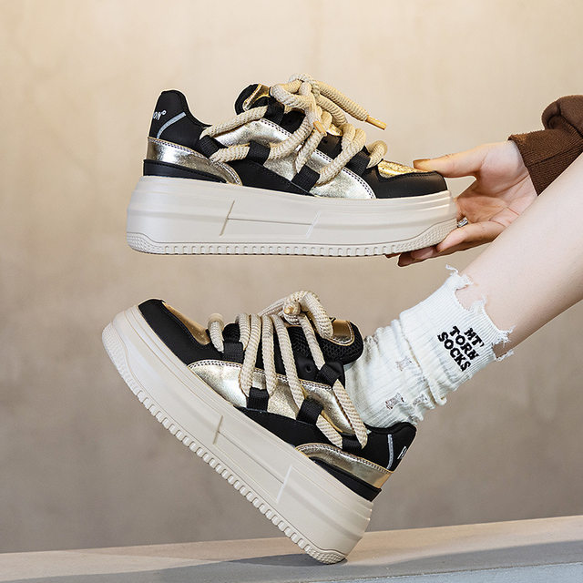 Fujin 7cm Patent Genuine Leather Air Mesh Synthetic Platform