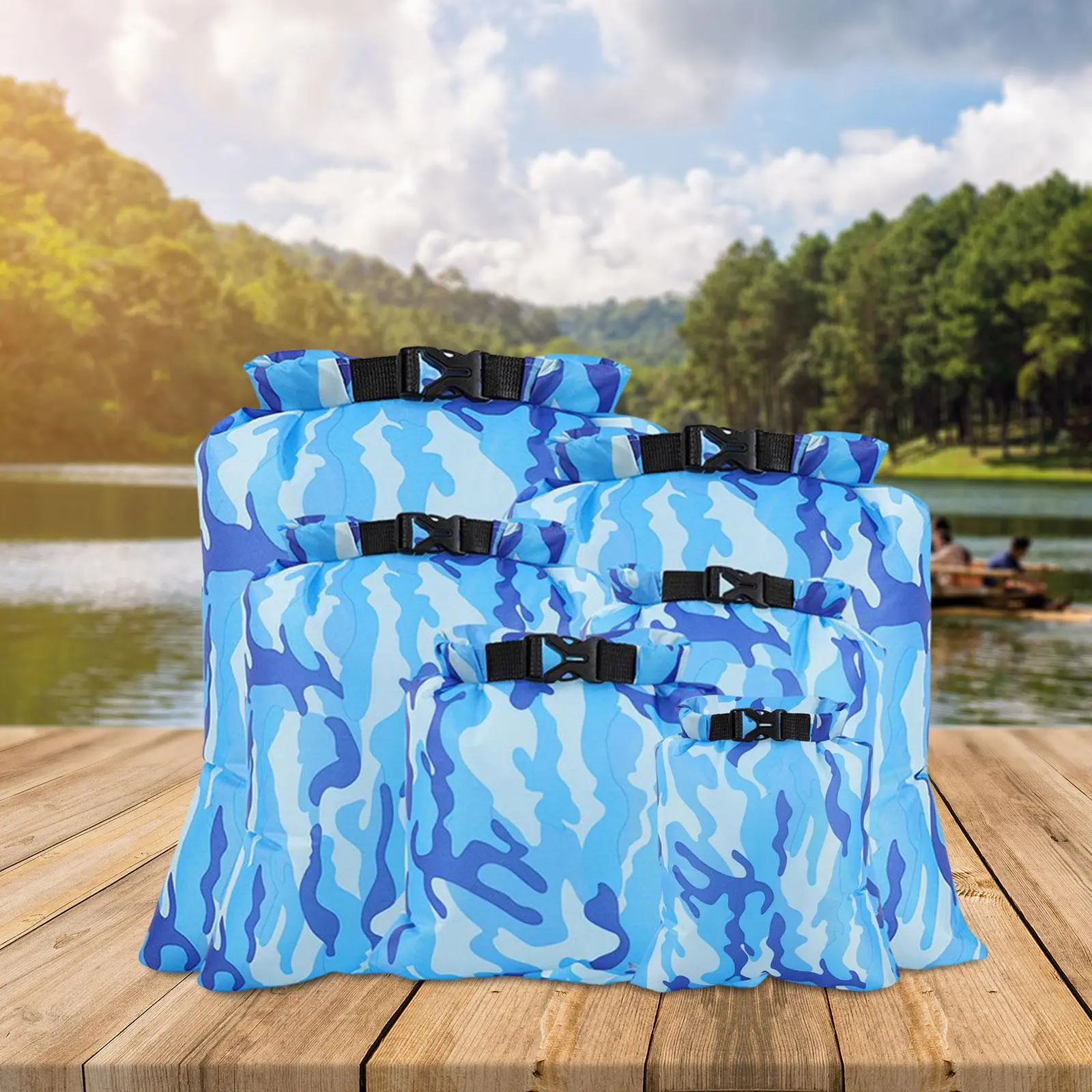 6Pcs Waterproof Dry Bag Lightweight 1.5L, 2.5L, 3L, 3.5L, 5L, 8L Sacks for Water Sports Cycling Snorkelling Travel Rafting Canoe