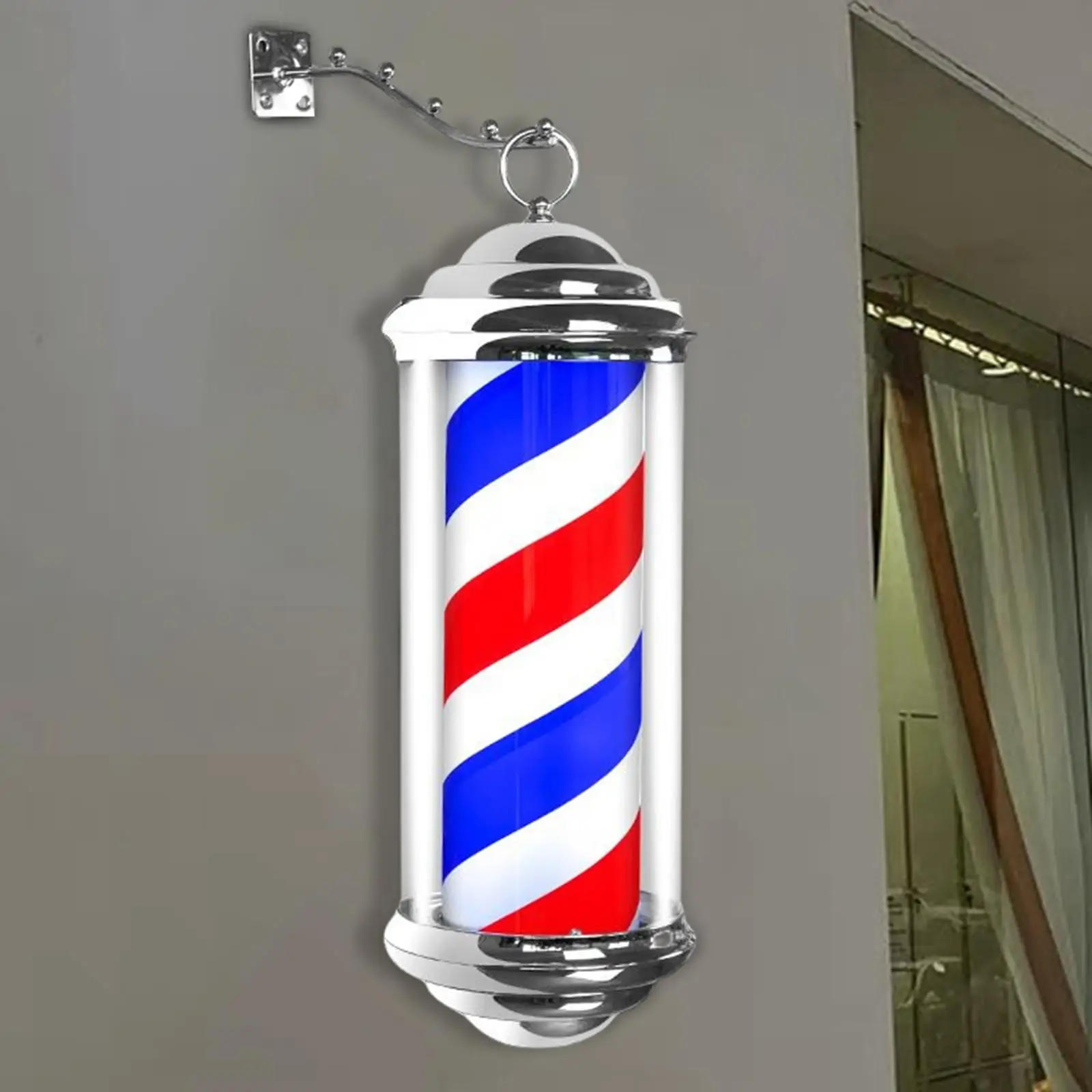 Barber Shop Sign Open Lighting Hair Salon Wall Mounted Rotating Pole LED Light