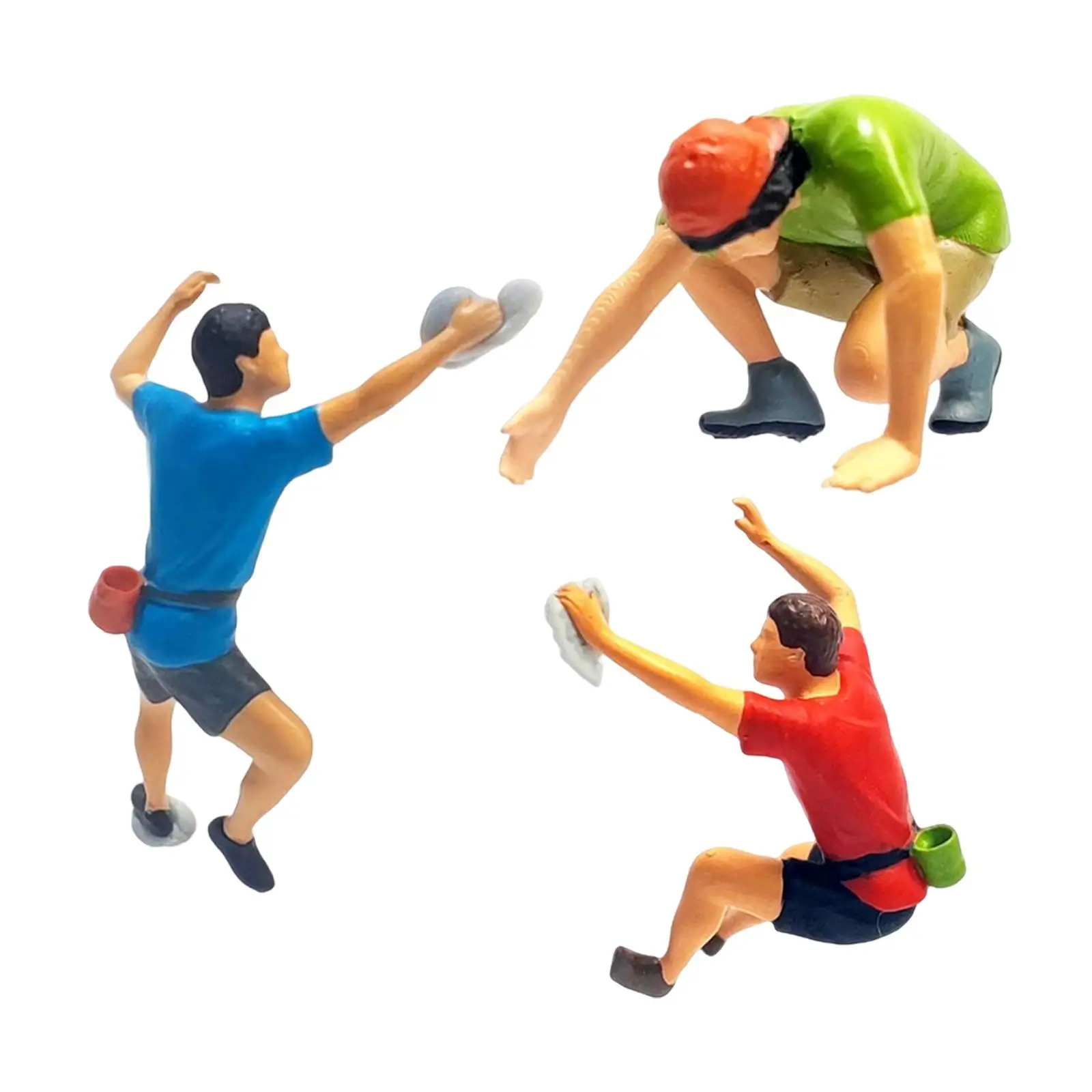 3Pcs Hand Painted 1:87 Rock Climbing Figure People Model Collections Movie Props