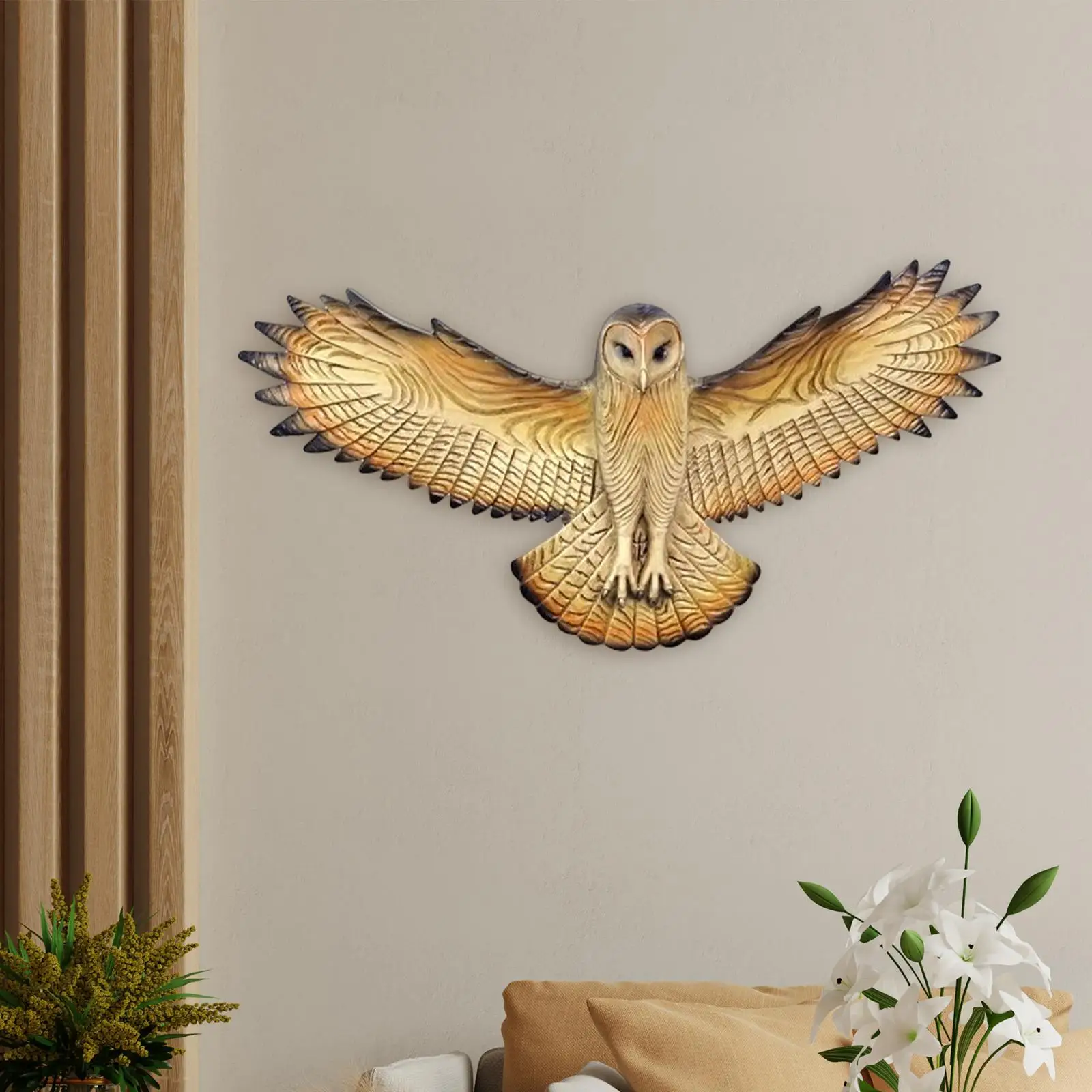 Owl Wall Decor Rustic Collectible Wall Hanging Sculpture Resin Statue for Hallway Living Room Bedroom Decor Housewarming Gift