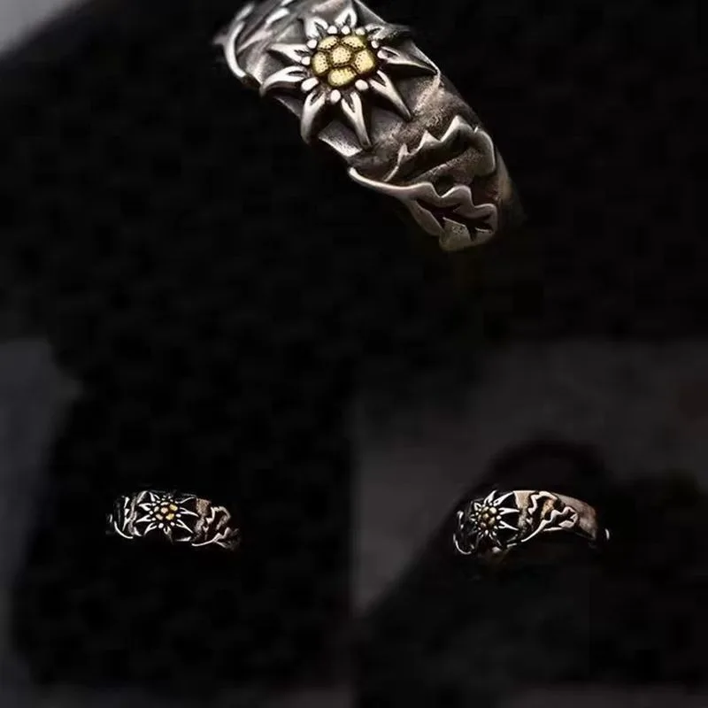 925 silver Original Art Style Flower Exquisite Edelweiss Rings for Women Fashion Light Luxury Suitable for Daily Wearing Jewelry