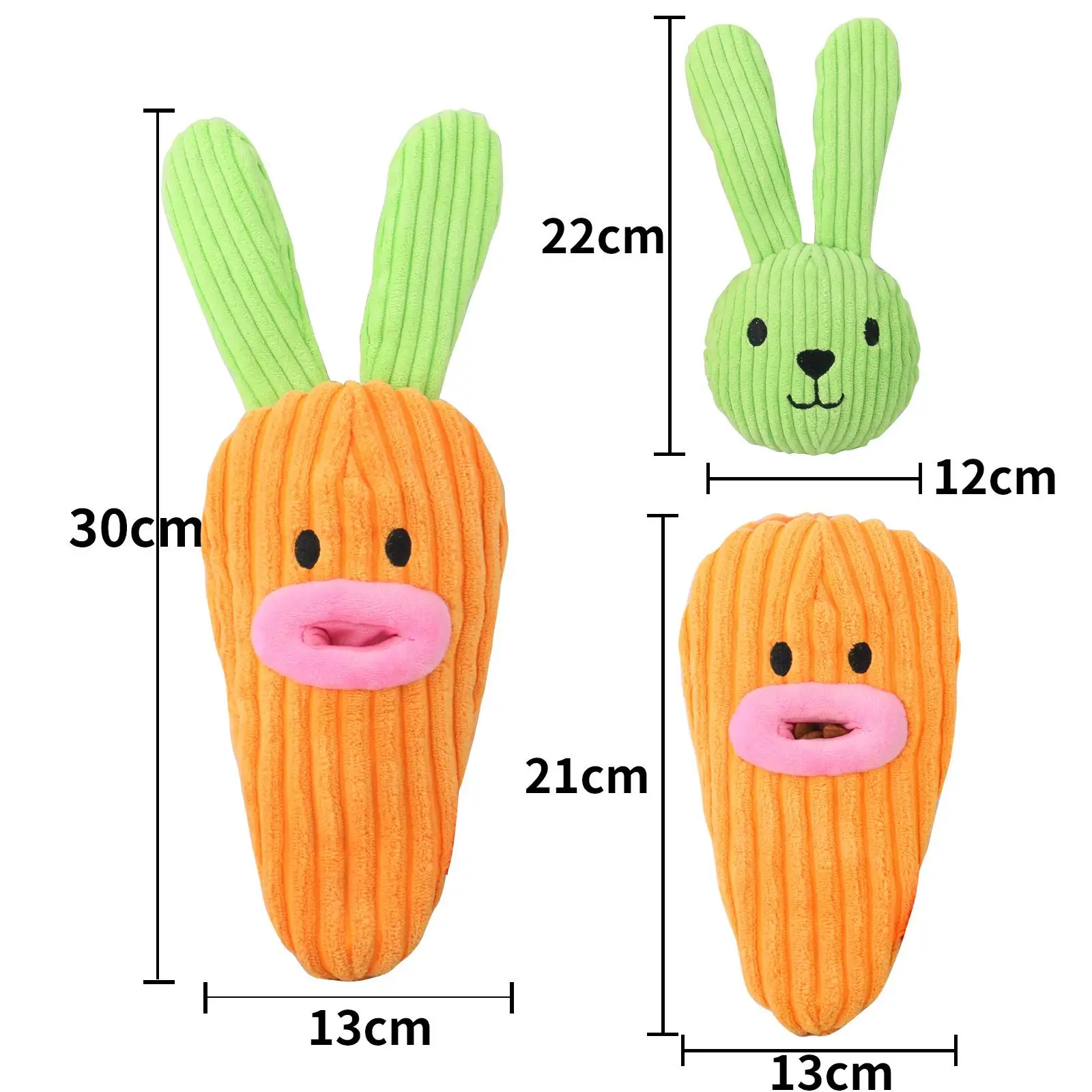 Carrot Rabbit Doll Interactive Durable with Squeaker Food Leakage Dog Chewing Toy for Small Puppy and Medium Dogs Pets Supplies