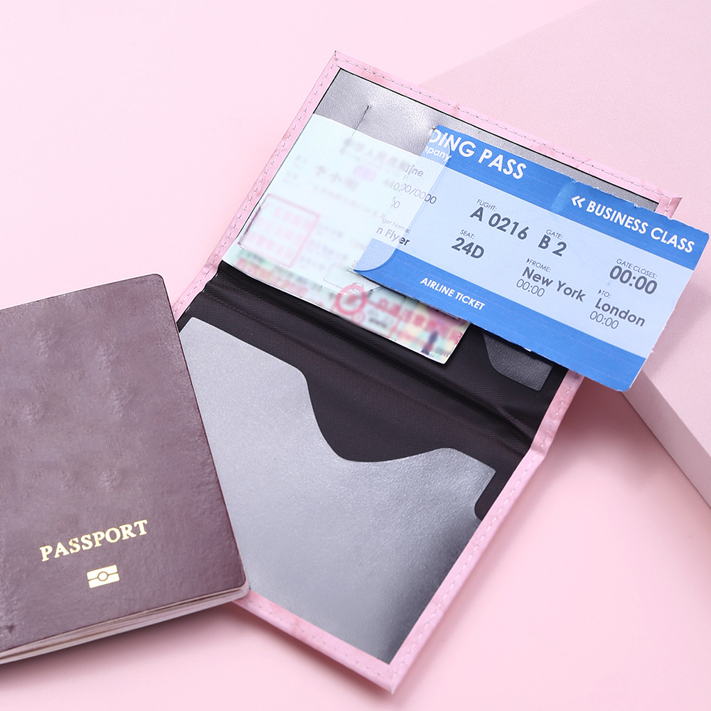 Women Cute Pink Leather Passport Cover Air Tickets for Cards Travel Passport Holder Card Holder Wallet Case Travel Accessories