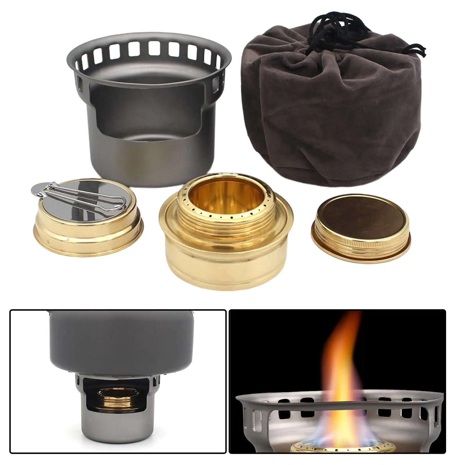 Spirit Stove Burner with Storage Bag Accessories Multifunctional for Fishing