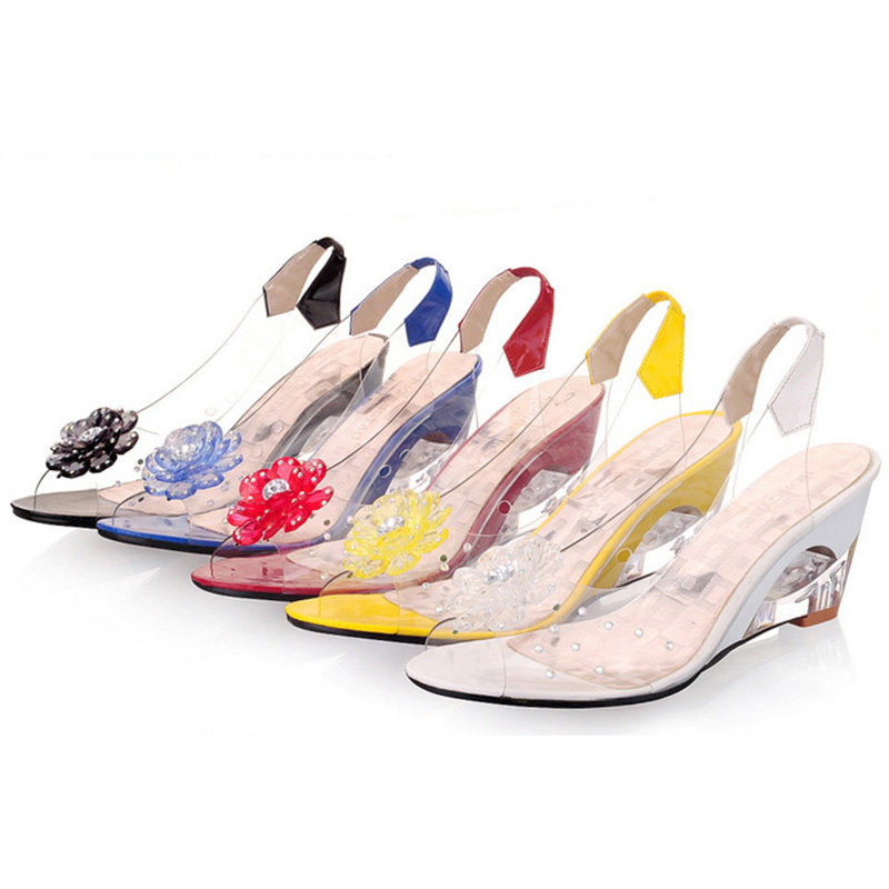 Studded Flower Design Transparent Sandals Peep Toe Heels Sandal Wedding Party Shoes Women Fishmouth Open Toe Heels 2026 New
