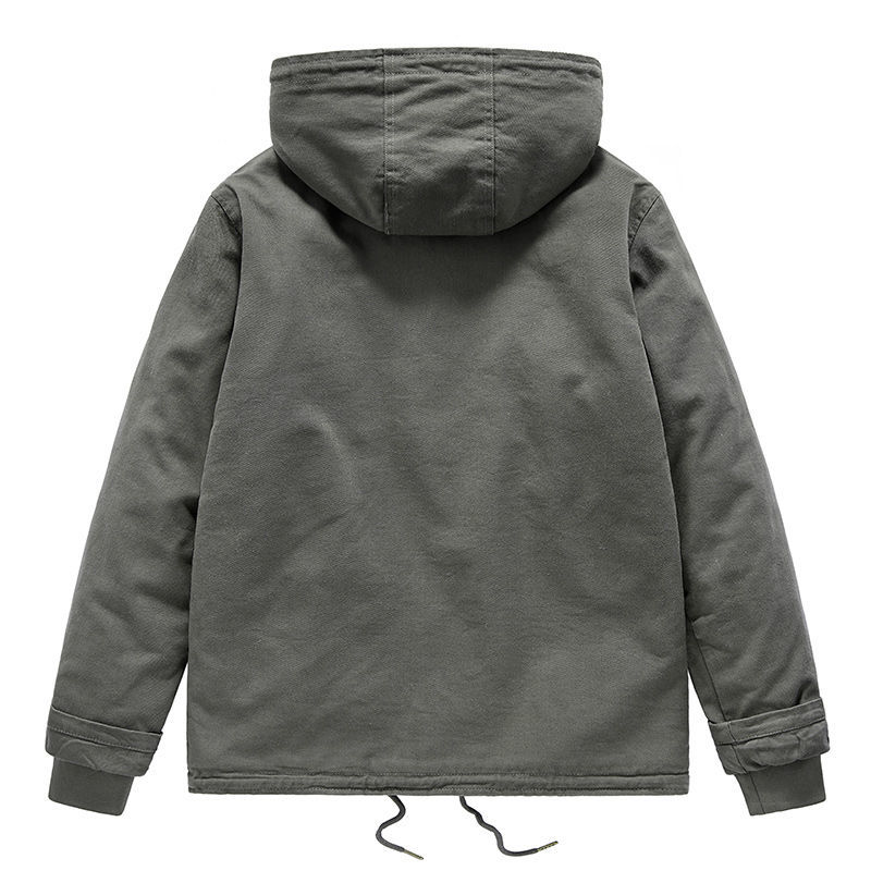 Men's Jacket Hooded Parkas Lamb Fur Lining Men's Winter Jackets Plush Men's Cold Jacket Thickening Motorcycle Jacket