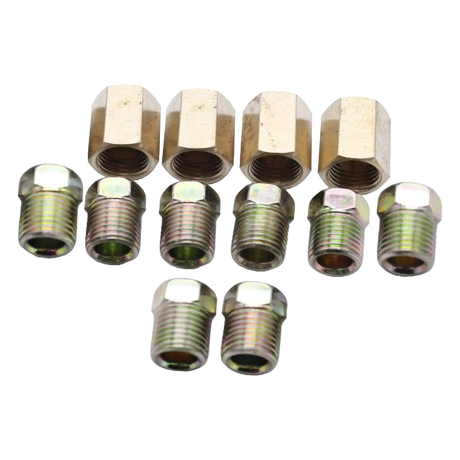 12-Pack 1/4 inch Brake Line Connector Fittings Brass Unions Set Threads