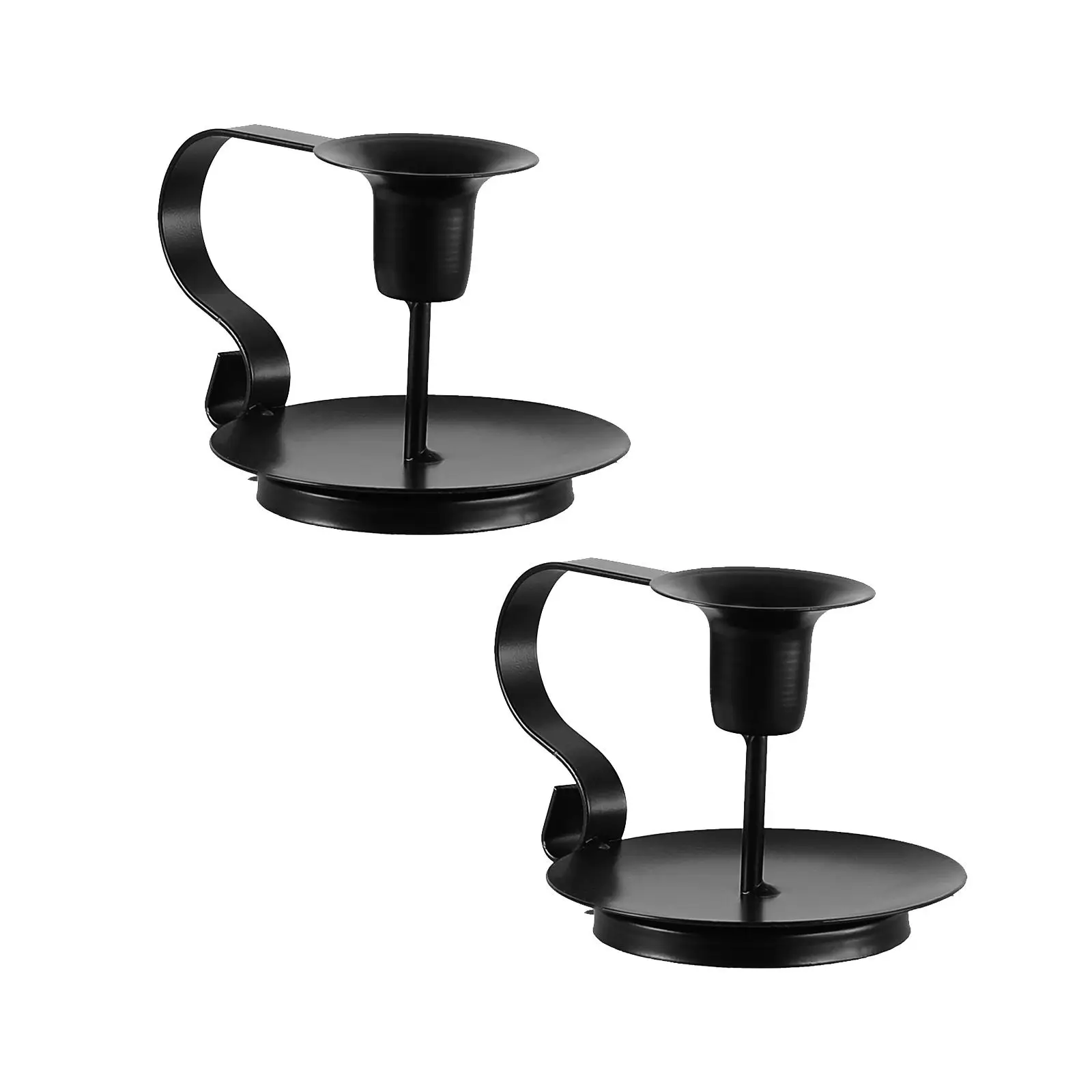 Taper Candle Holders Set of 2 Table Centerpiece Simple Black Candlestick for