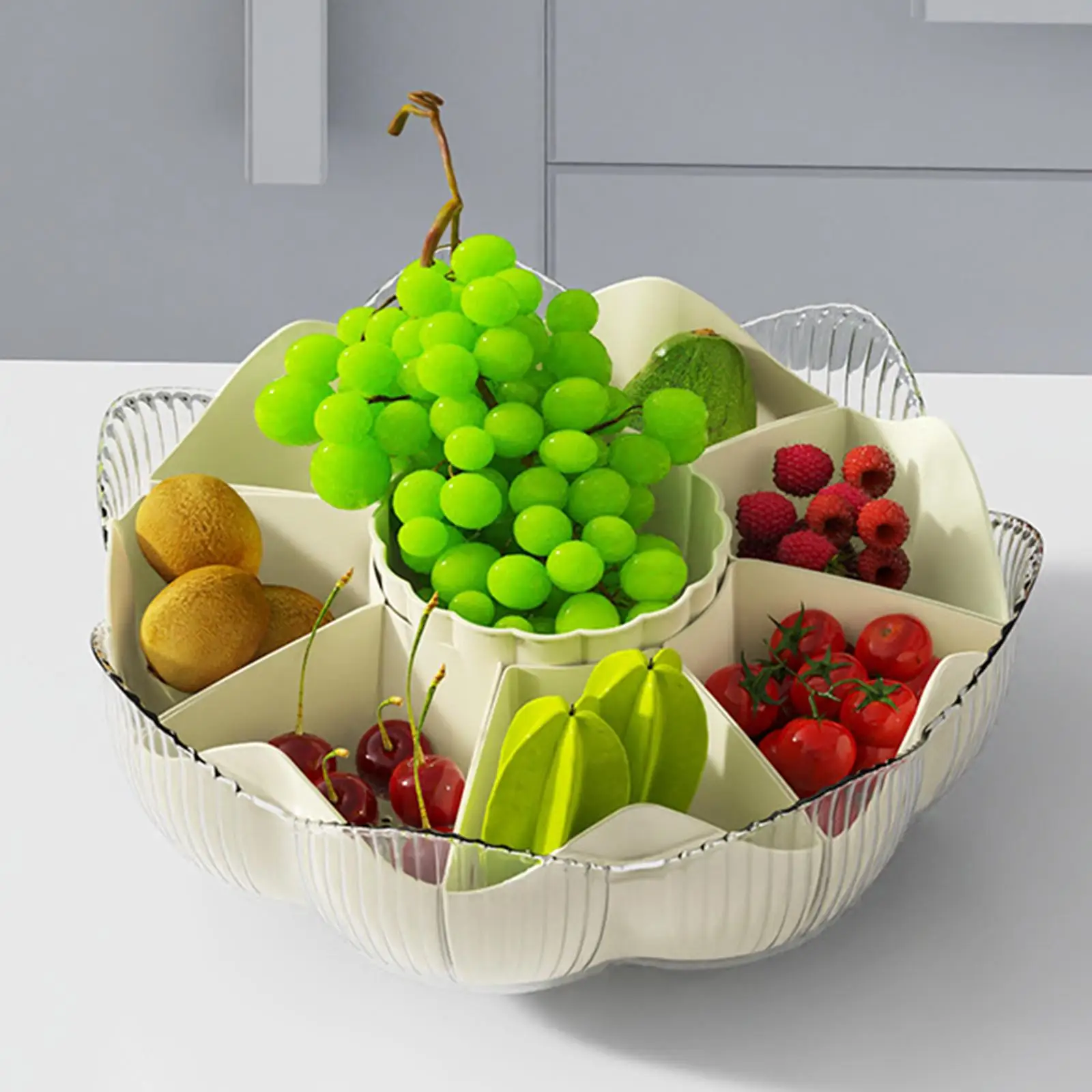Divided Serving Dishes 8 Compartments Rotatable 360° Rotating Divided Serving Platter for Restaurant BBQ Parties Picnic Dinner