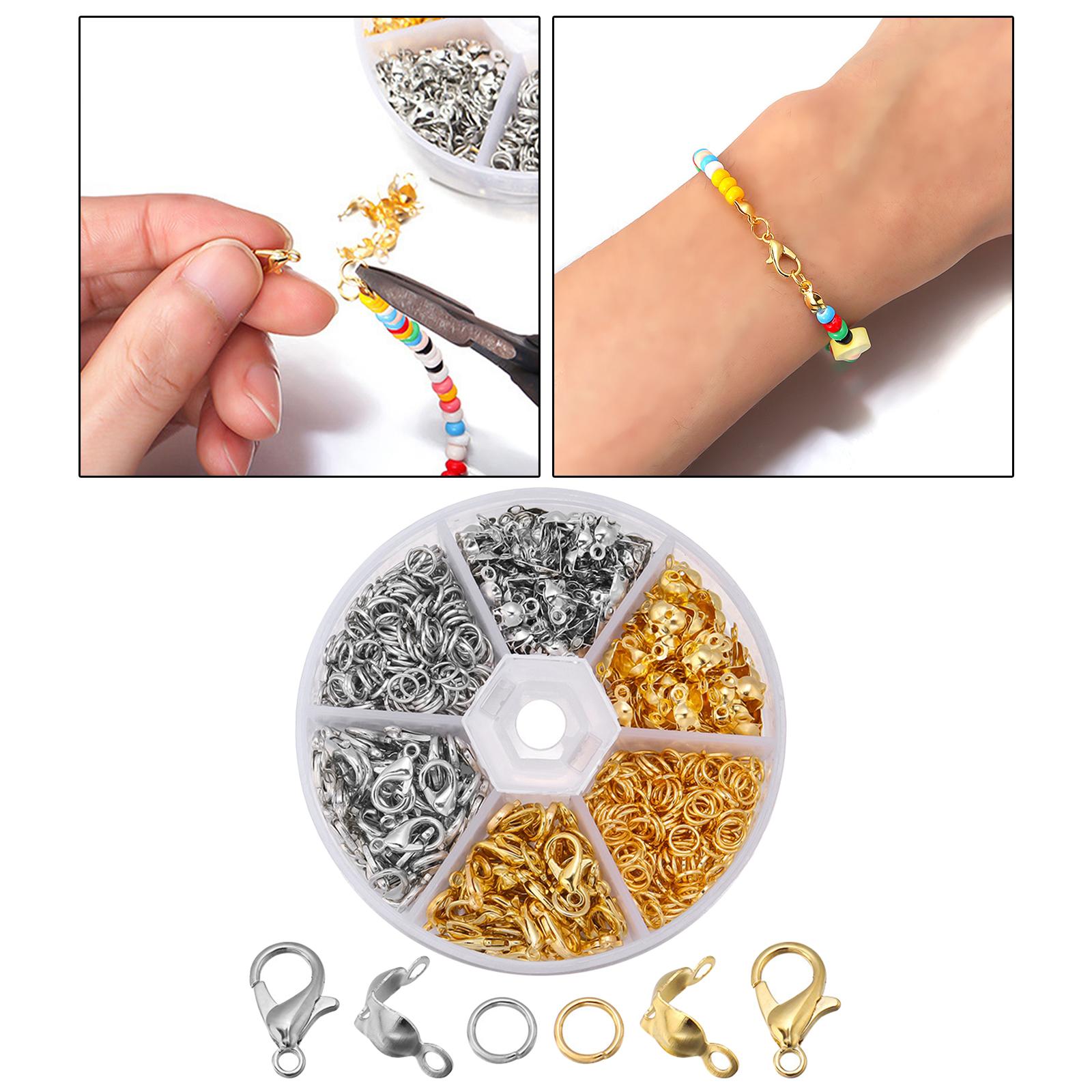 450x Jump Rings Split Rings Lobster Clasps Hooks Jewelry Making for DIY