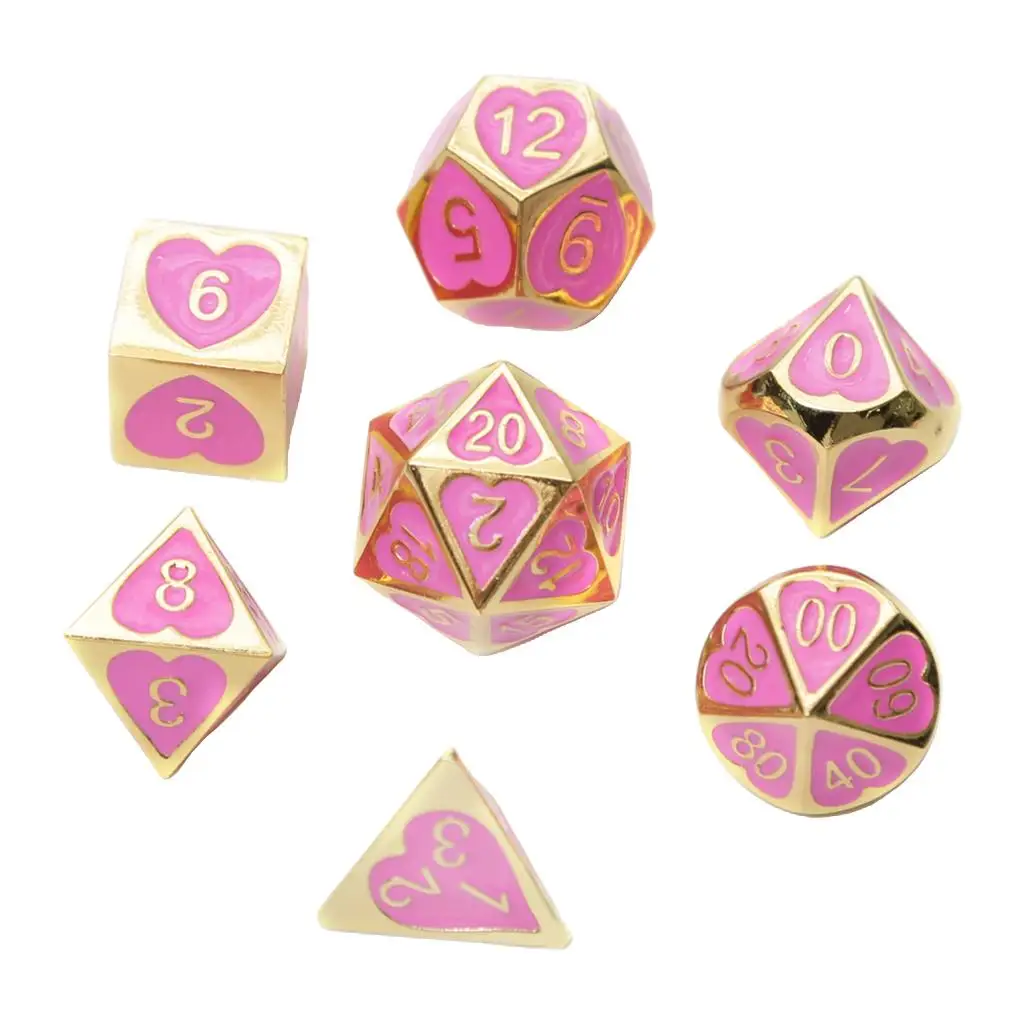 7pcs/set Solid Metal Multi Side Numeral  D8 D10 D12 D20 Board Game Dice Set for  Board Game