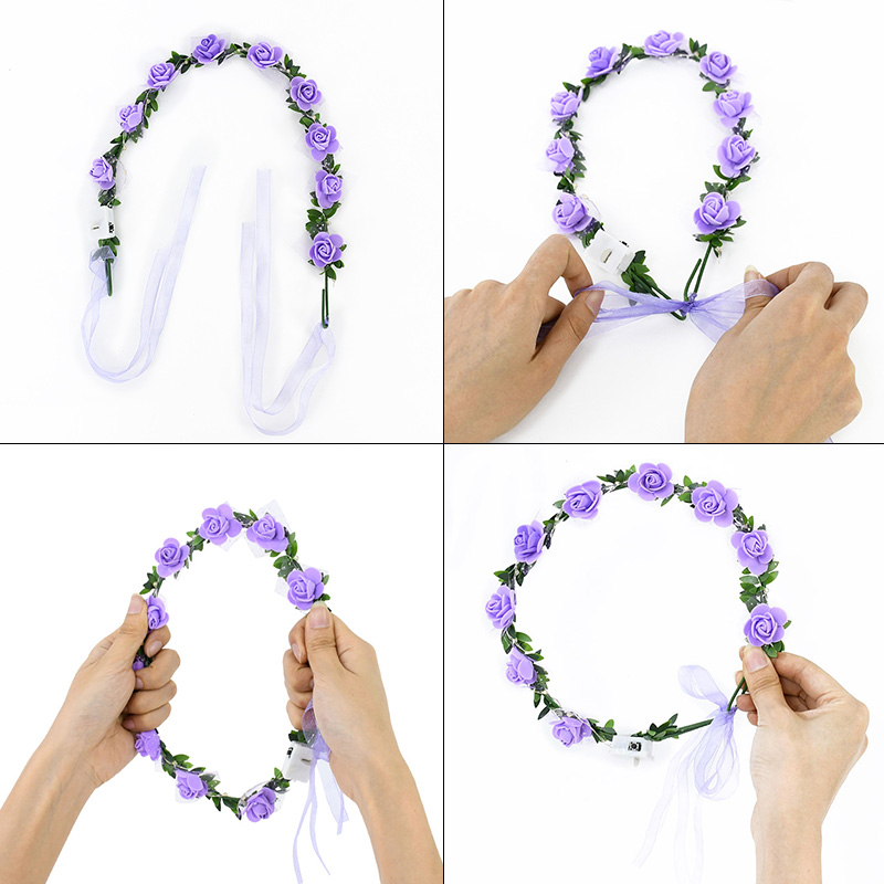 10pc LED Headband Garland Wedding Party Crown Flower Headband Luminous Hair Garland Hairband Light Christmas Neon Wreath Decor