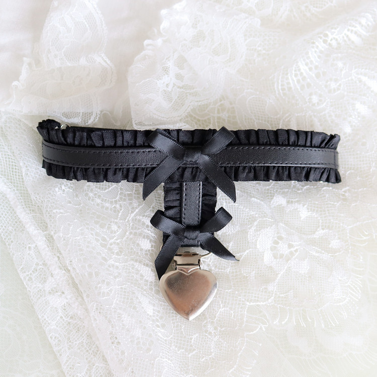 Cosplay Maid Girl rosa Spitze Leder Beinring Gothic Schleife Oberschenkel Ring Strumpfgürtel Lolita Zubehör – Detail 4
