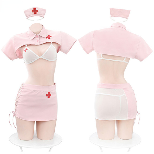 Womail Sexy Nurse Outfit Lingerie for Women,Ladies 4 Piece Nurse Uniform  Cosplay Costume Lingerie Set Valentines Day Plus Size Naughty Lingeries 