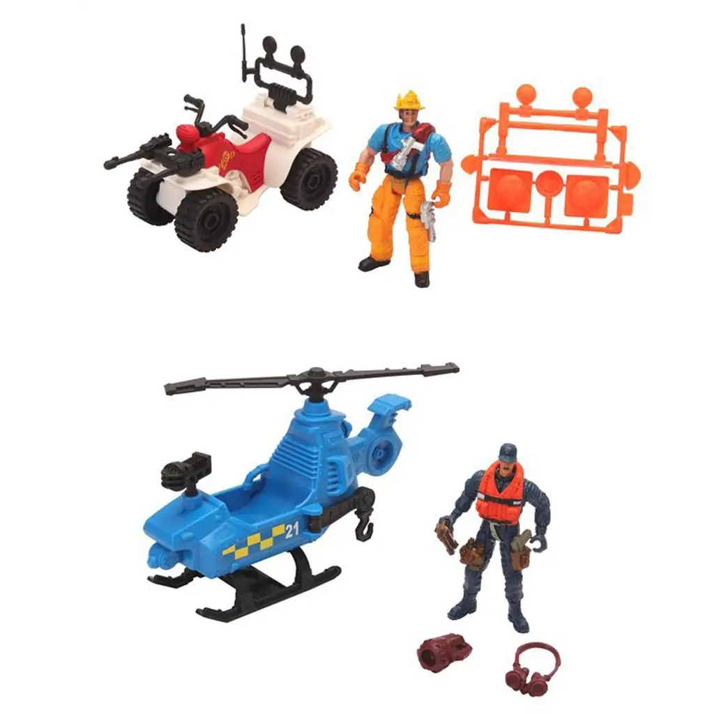 Simulated Helicopter/ Motorcycle Scene Model Figure Doll Children Boys Educational Toys
