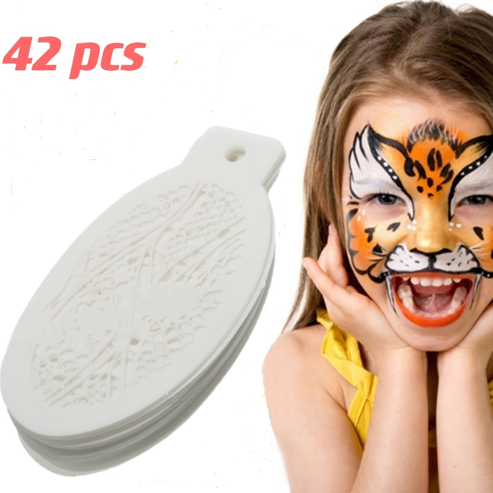 Best of New White Face Painting Stencils Templates Professional Body Art Angel Rainbow Dots Scale Leopard Plastic Makeup Tools Reviews & Tips