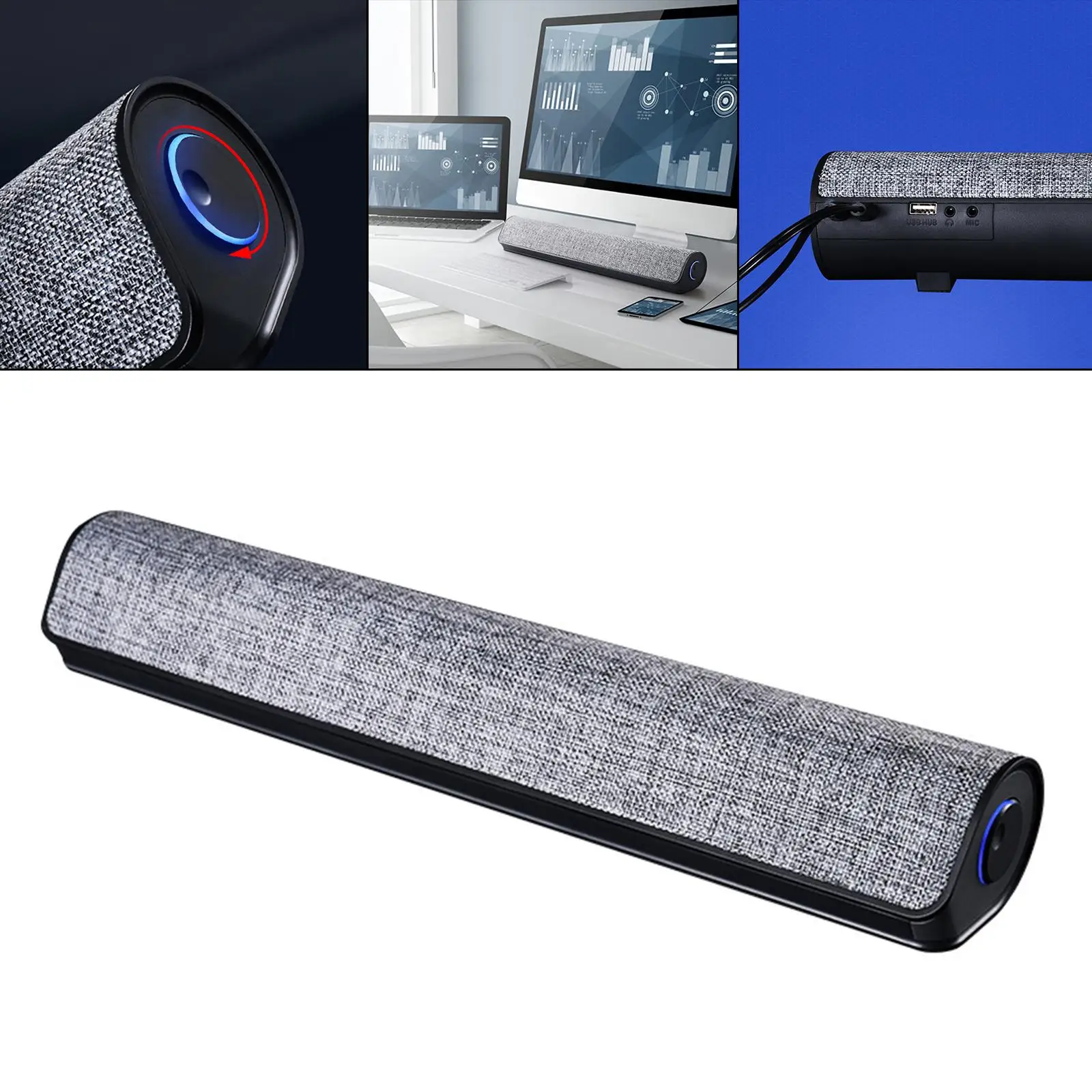 Wired USB Desktop Speaker Stereo Soundbar for Desktop Laptop Plug and Play Stylish