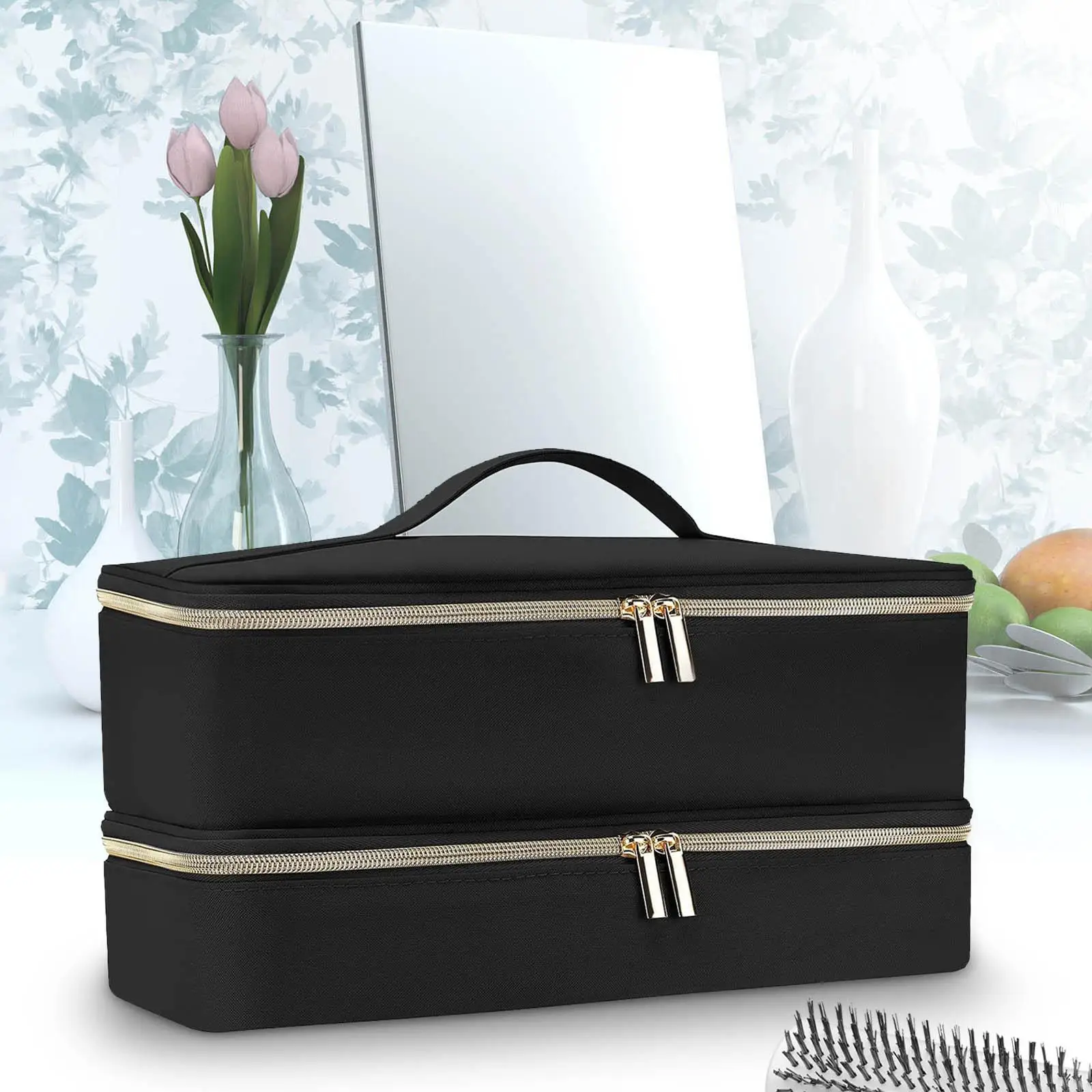 Hair Dryer Storage Bag Portable Double Layer Large Capacity Travel Case Storage Case for Bathroom Home Business Trip Travel