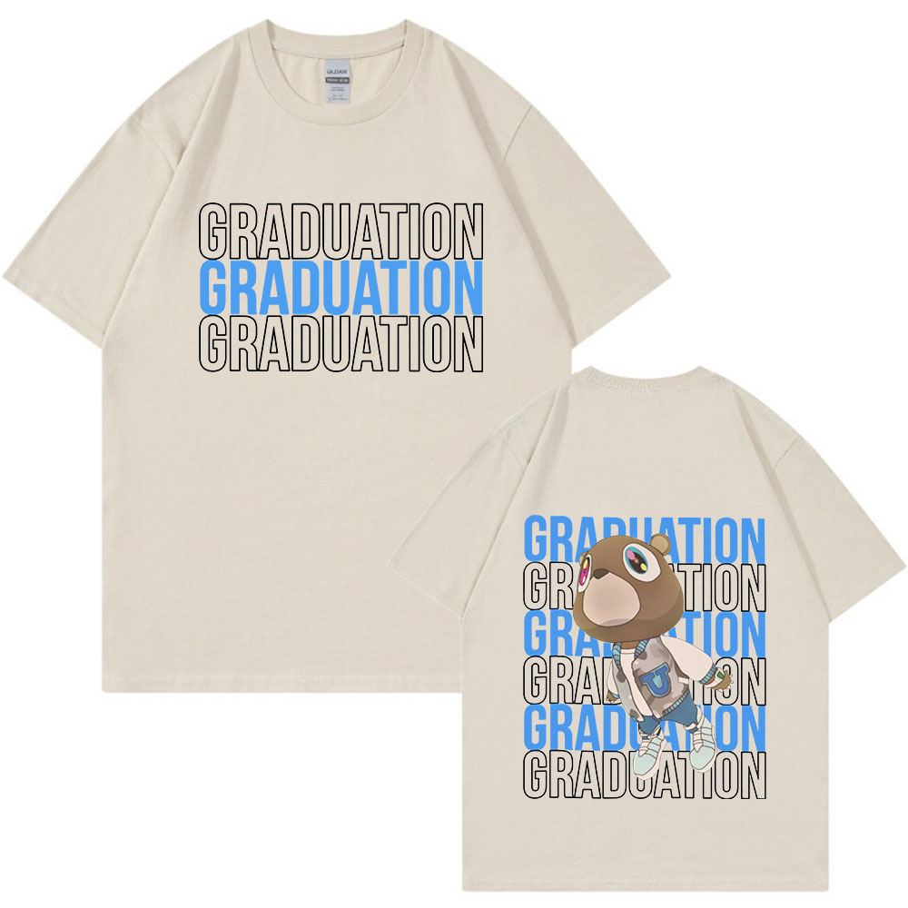 Rapper Kanye West Afstudeershirt Heren Coole Hip Hop Korte Mouw T-shirts Casual Katoenen Oversized T-shirts Streetwear_voghion.com