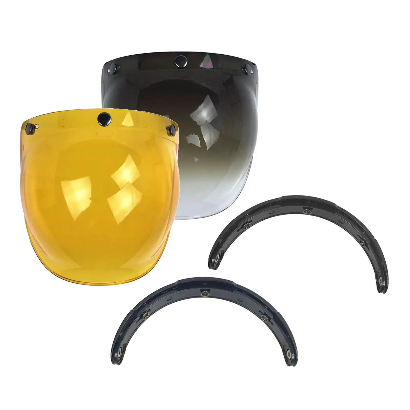 Windproof 3 Snap Visor Shield for Open Face Motorcycle Helmets Half Helmets