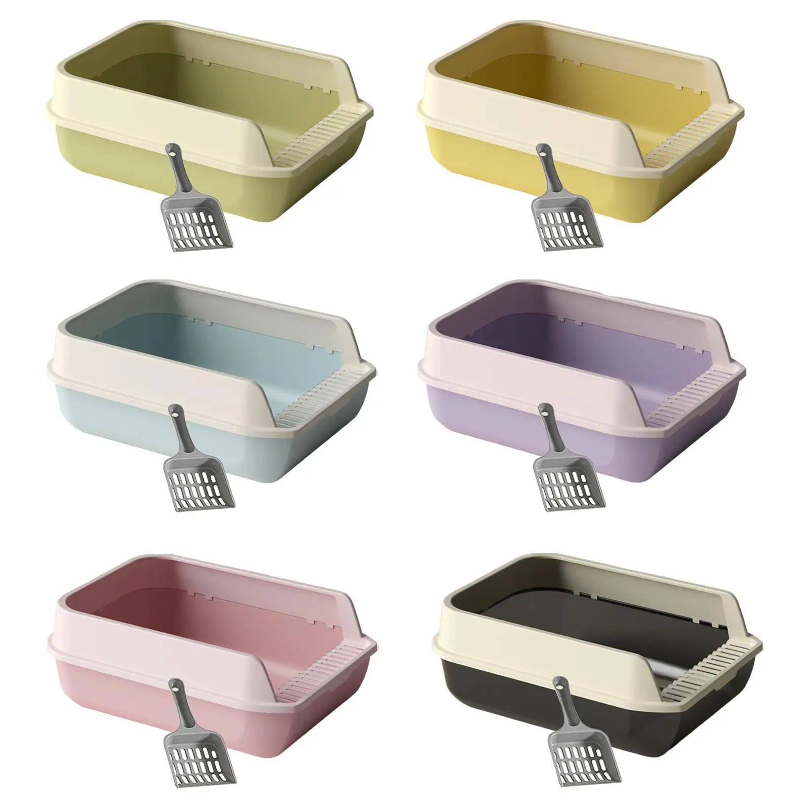 Open Top Cat Litter Box Semi Closed Portable Cat Sandbox Open Top Pet Litter Tray for Rabbit Indoor Cats Small Pets Pet Supplies