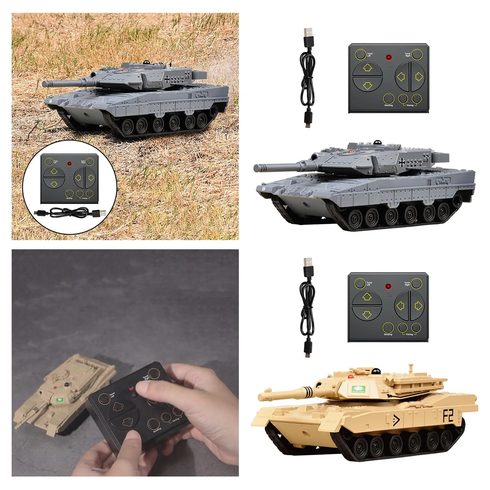 RC Tank with Rotating Turret Tank Model for Boys Girls Children New Year