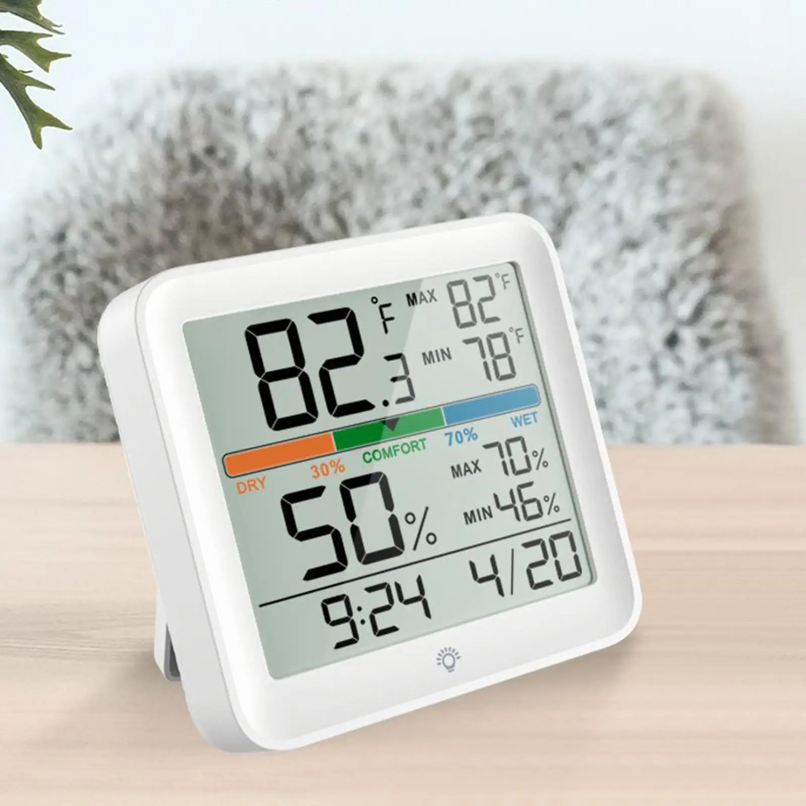 Portable Temperature Humidity Clock Room Indoor Battery Powered Calendar