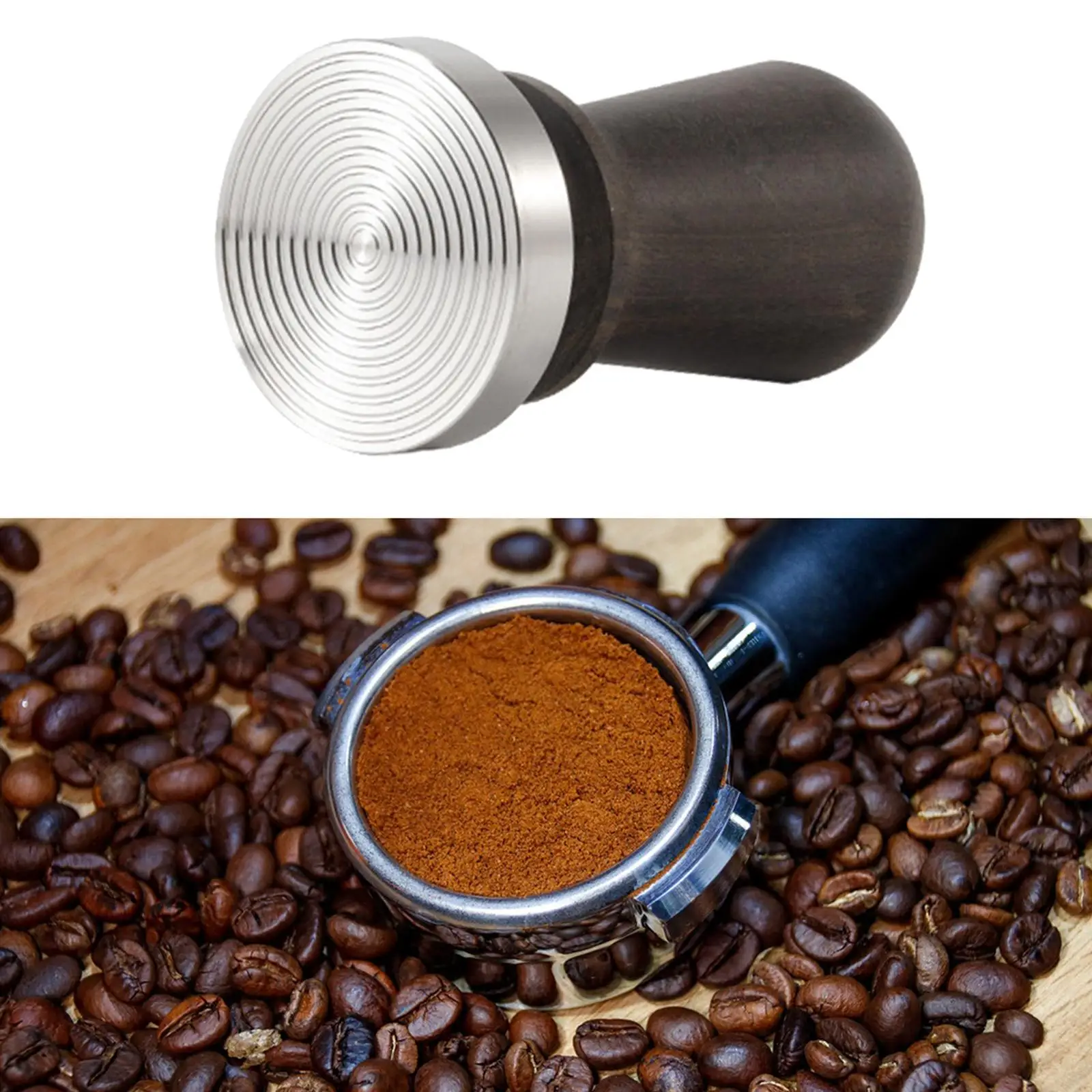 Espresso Tamper Spring Loaded Flat Stainless Steel Ground Press