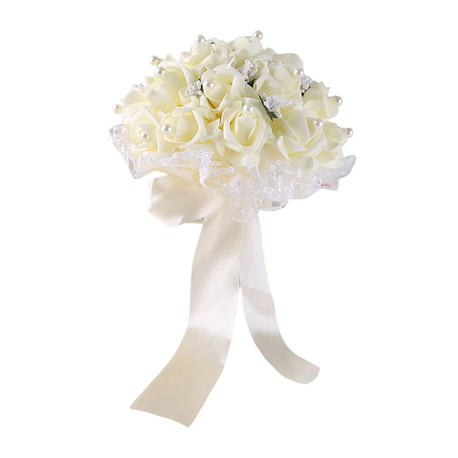 Wedding Bouquets Handmade Decorative with Silk Ribbon Bridal Wedding Throw Bouquet for Photo Prop Wedding Holiday Decor
