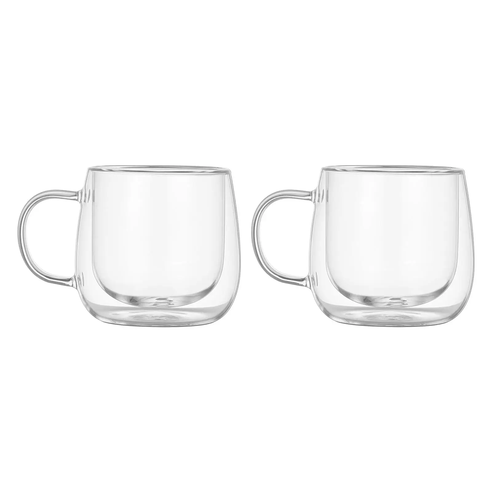 300ml Glass Cup Double Wall Drink Mugs Borosilicate Glass Anti-Scalding Coffee Cup for Teas Ice Cream Hot Coffee