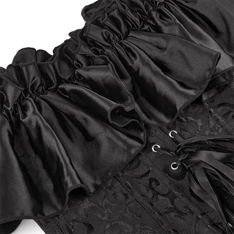 Description Picture 6 of itemPlus Size Women Corset Satin Jacquard Overbust Corselet Gothic Vintage Victorian Sexy Costume Shirt Tops Short Sleeve