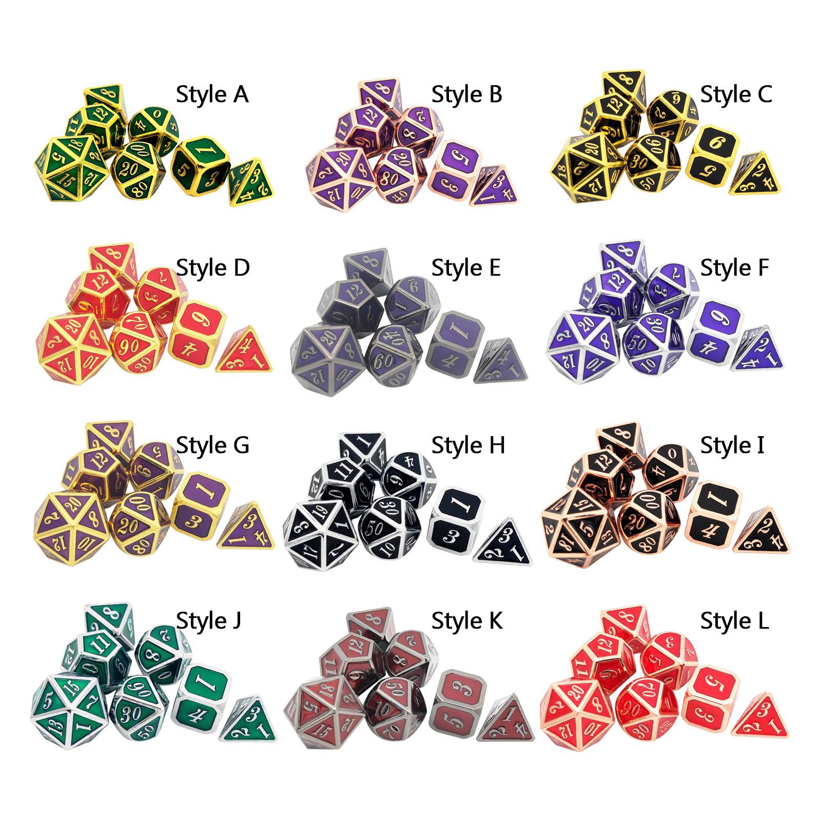 Metal Polyhedral Dice 7Pcs Set Handmade Versatile Reusable Smooth Surface Aluminum Alloy Accessory for Interactive Games 