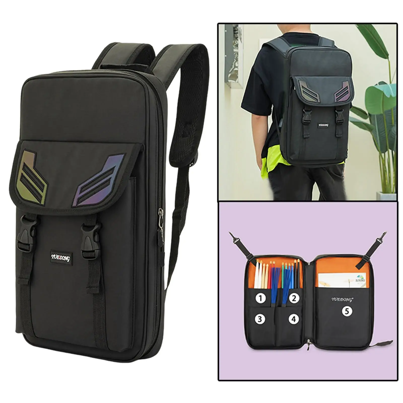 1 Piece Drum Stick Mallet Bag Portable Adjustable Fittings for Gig Concert