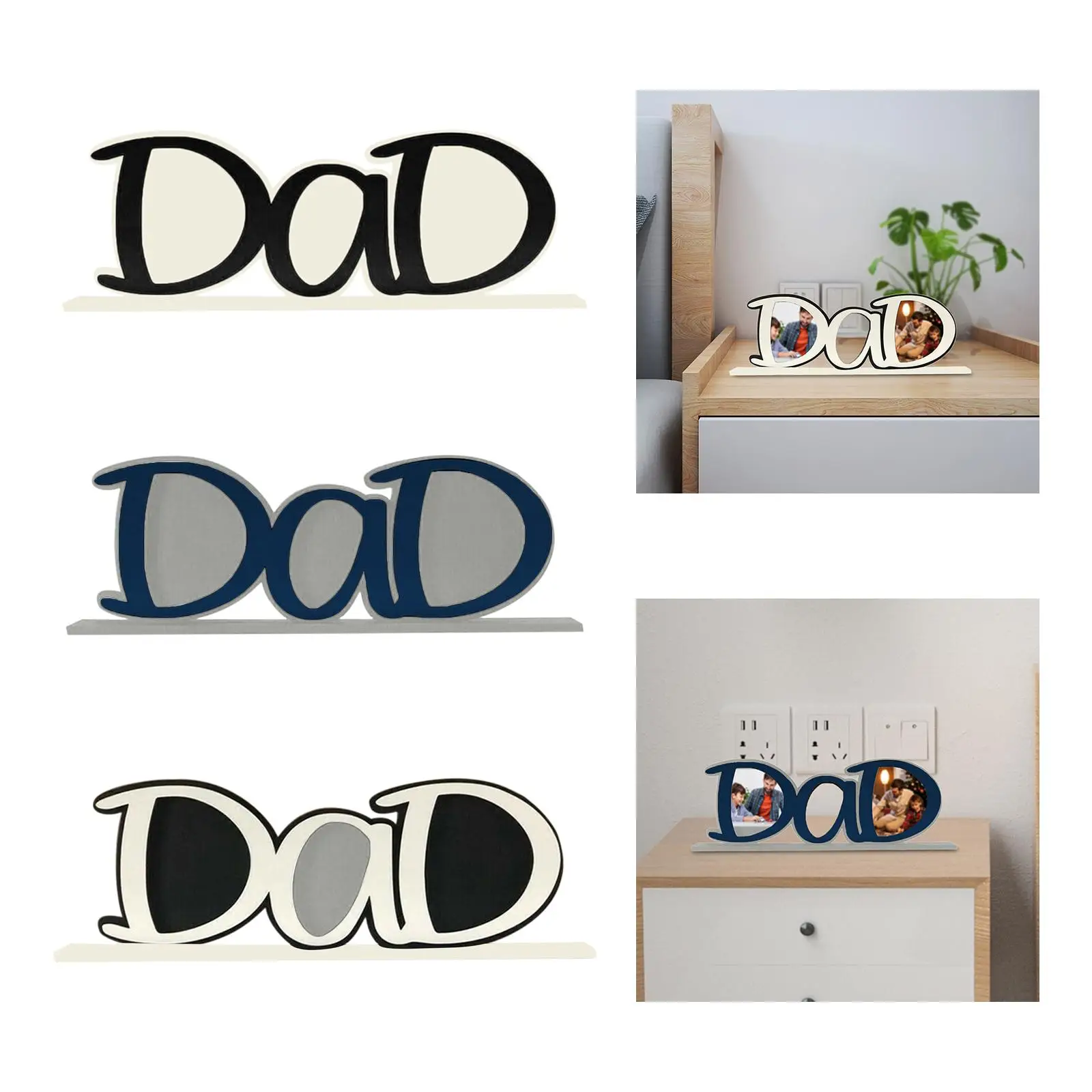 Creative Dad Letters Image Picture Frame Tabletop Ornament Freestanding Pictures