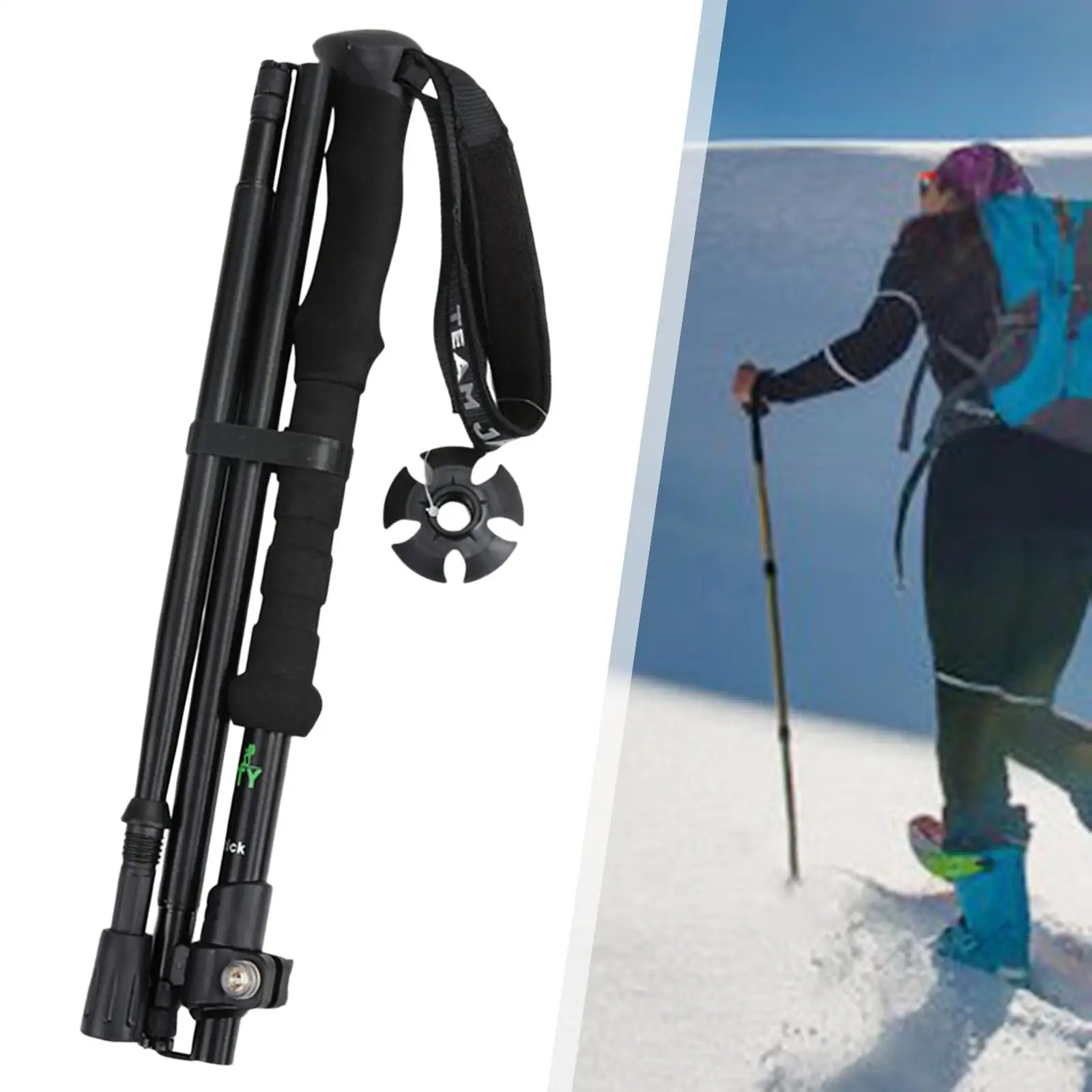 Outdoor Hiking Pole Foldable Alpenstock Anti Climbing for Senior Kids Mountaineering Travel Camping