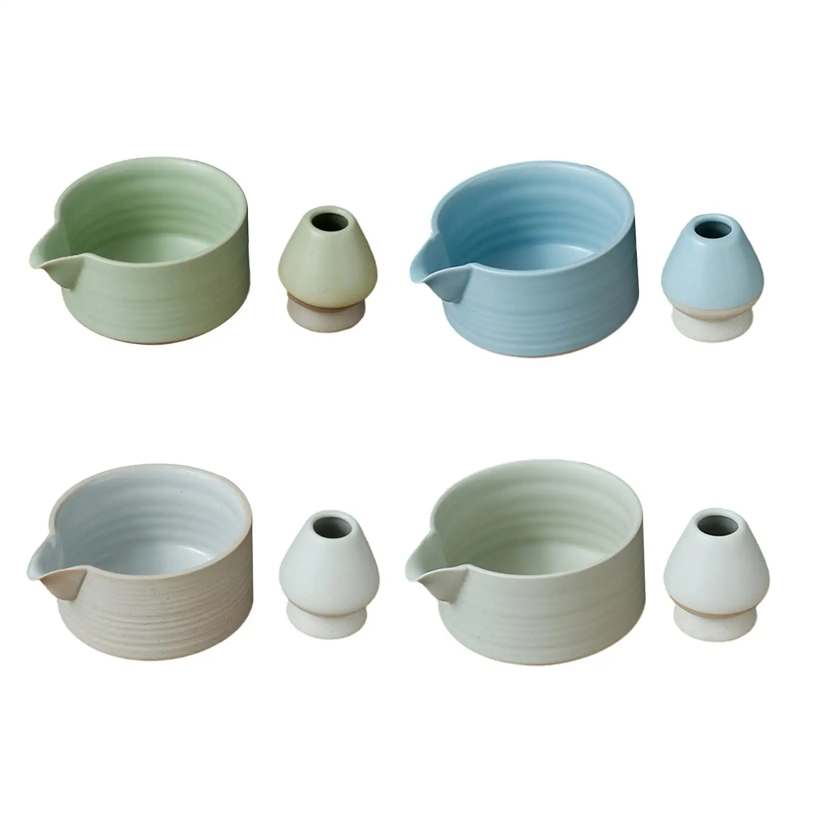 2x Japanese Ceramic Matcha Bowl Set Matcha Ceremony Set for Japanese Matcha Preparation Beverage Tea Lovers Beginner