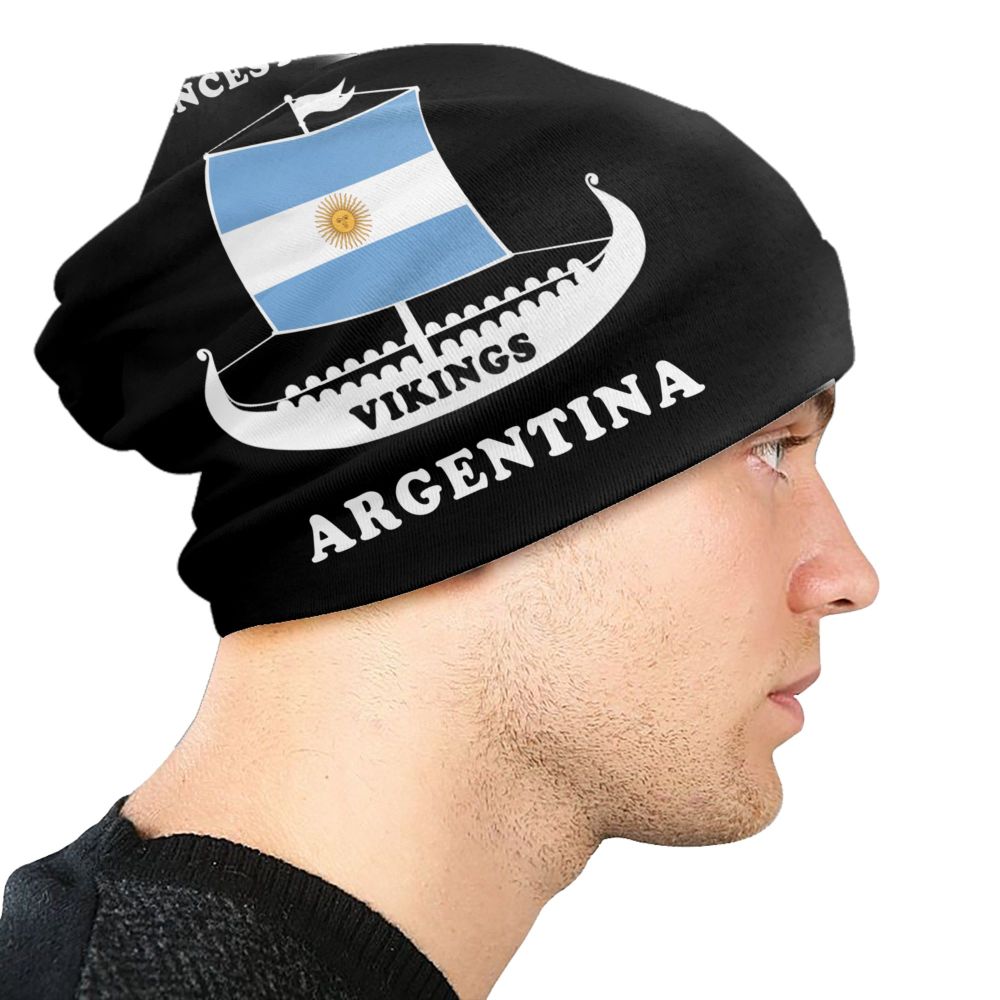 Benutzer definierte Flagge von Argentinien Schädel Mützen Mützen Männer Frauen Unisex Straße Winter warme Strick mütze Erwachsenen Motorhaube Hüte – Detail 22