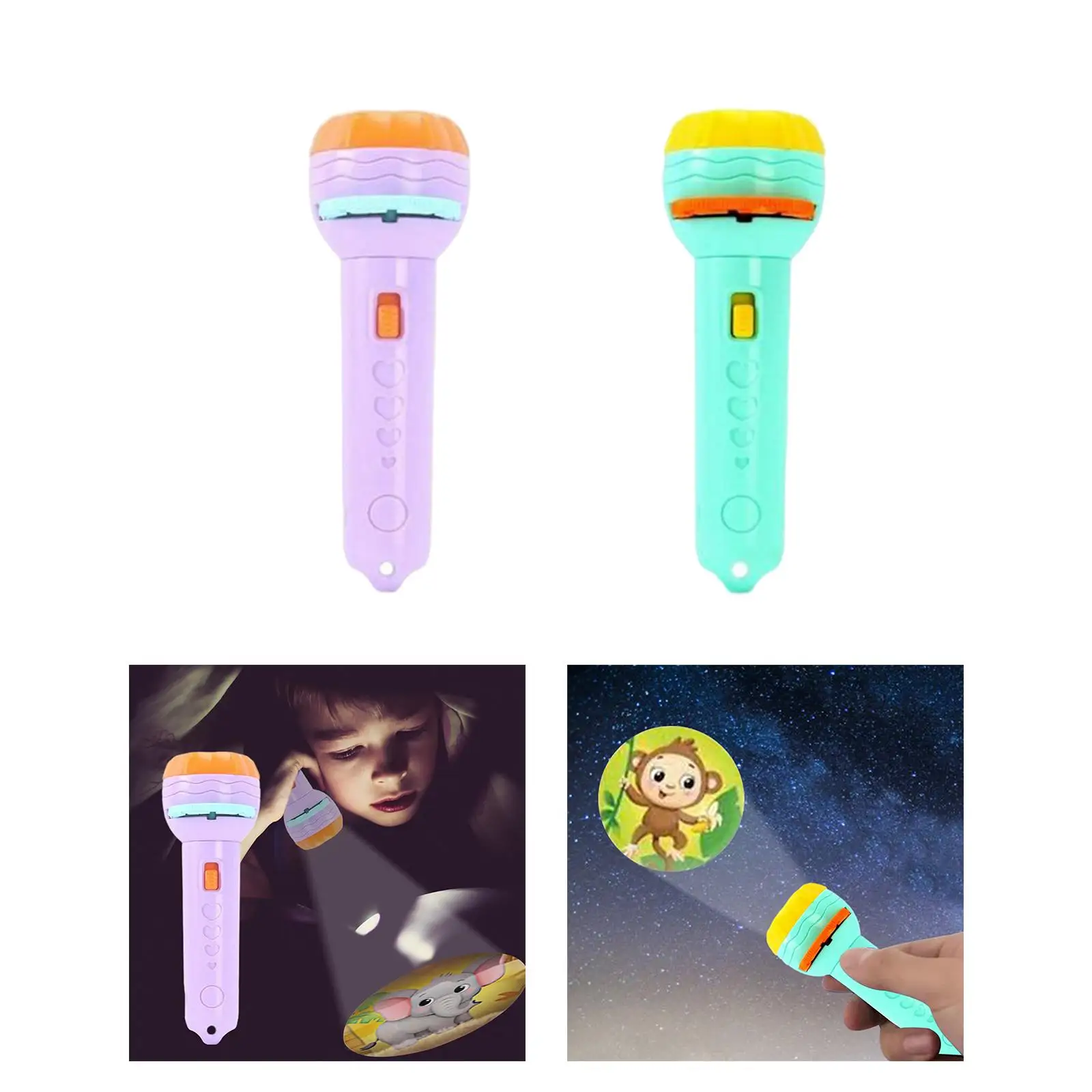 2pcs Projector Flashlight Torches 24 Patterns Luminous for Baby Kids