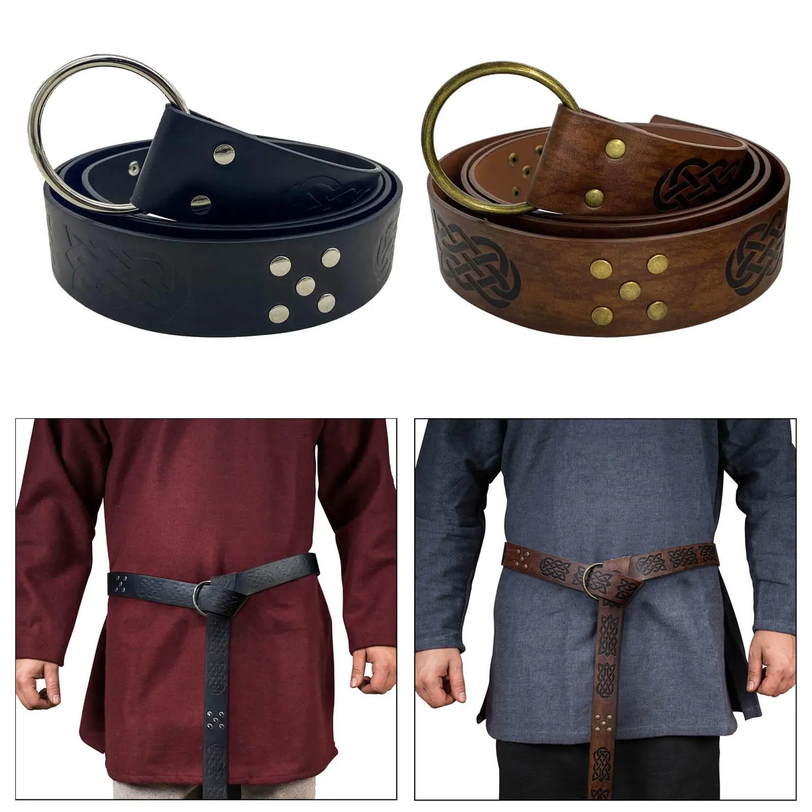 Medieval Belt for Men, PU Leather Embossed Retro Style Knight Belt, Middle Ages Viking Belt,  Costume Cosplay  Belt