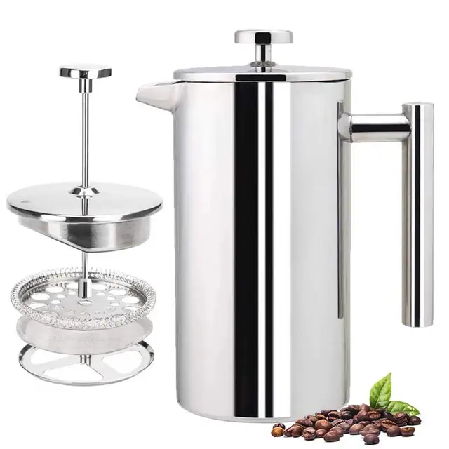 Portable Coffee Maker Hot Touch Coffee Maker Portable Stainless Steel  Coffee Press Pot for Home Kitchen Easy to Insulated Coffee