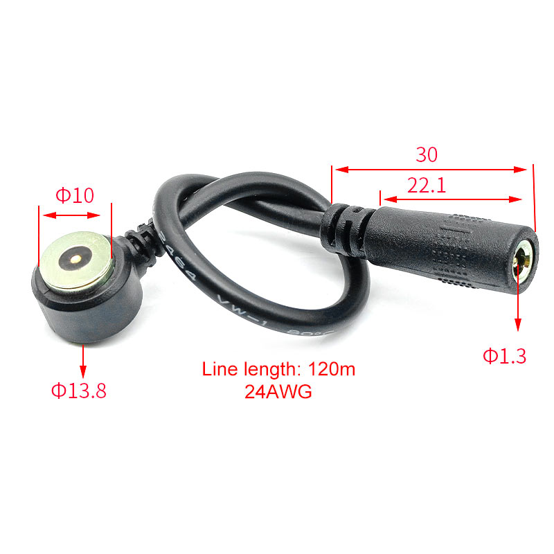 carregamento, Sucção magnética, Adaptador, Conectores de alimentação, 24AWG, 1.3mm, DC35135, 10mm