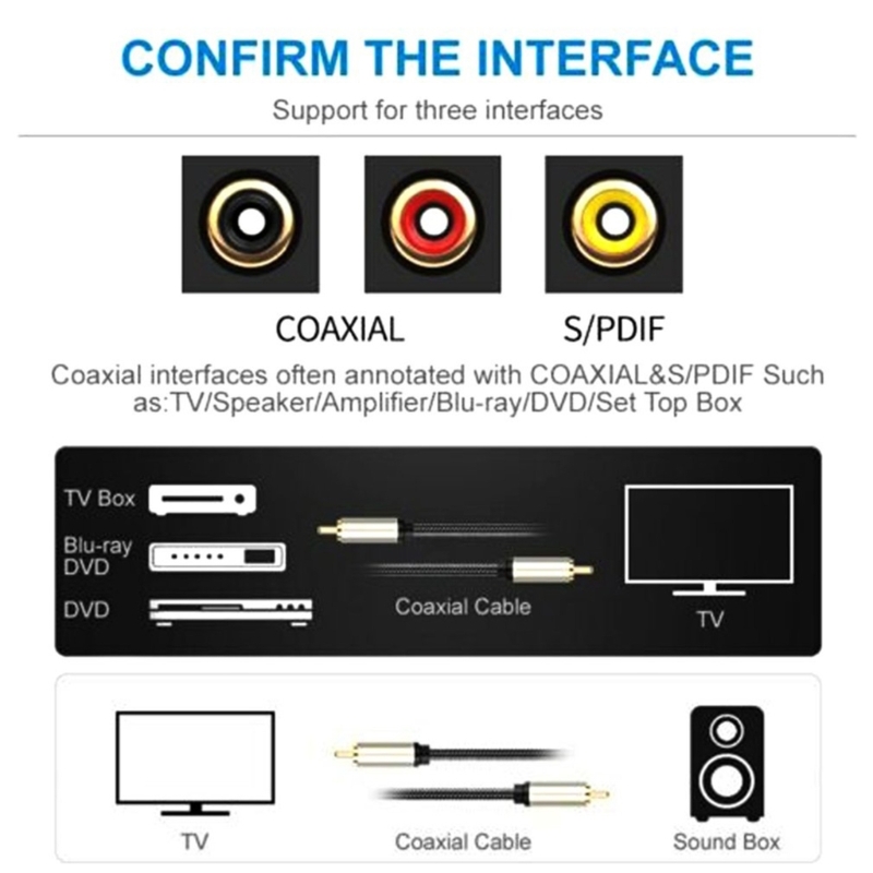 Title 6, Cabo coaxial de áudio digital 24K conectores ba...