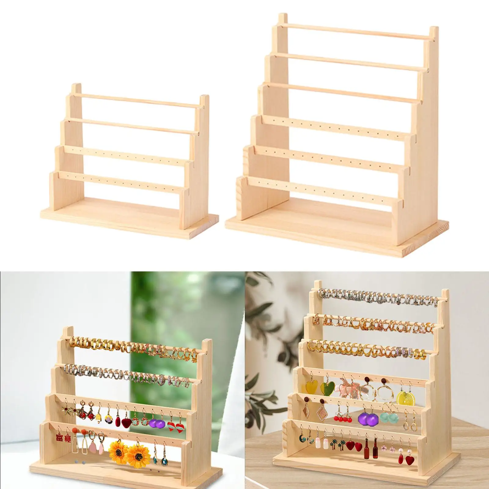 Earring Rings Display Stand Wooden Decoration Pendant Dangle Earrings Holder for Bedroom Show Stores Retail Selling Dresser