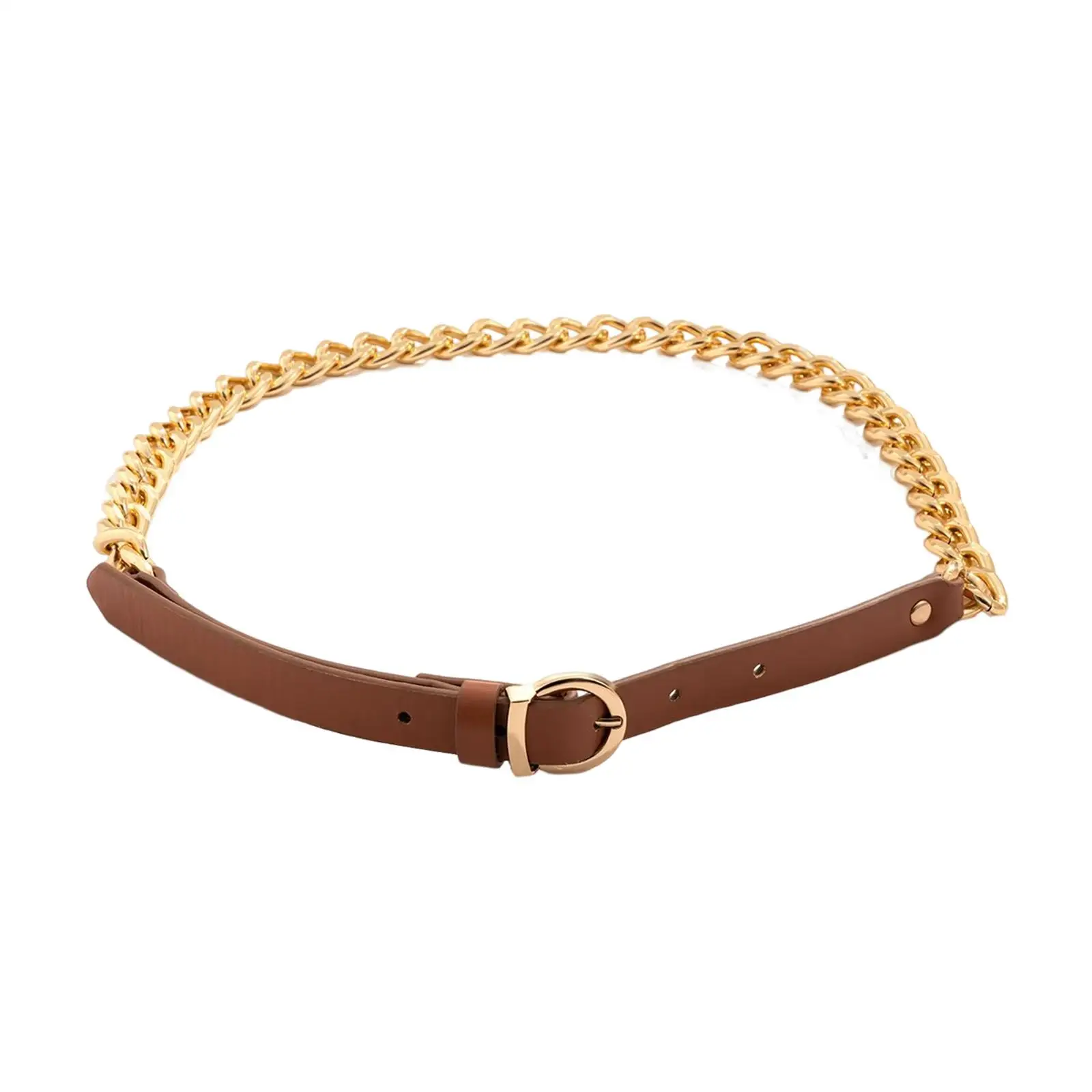 Fashion Women Waist Belt Metal Chain Waistbelt Pants Decorative PU Leather for Boys Girls