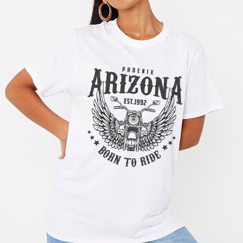 Camiseta vintage com arizona gráfica feminina, roupa