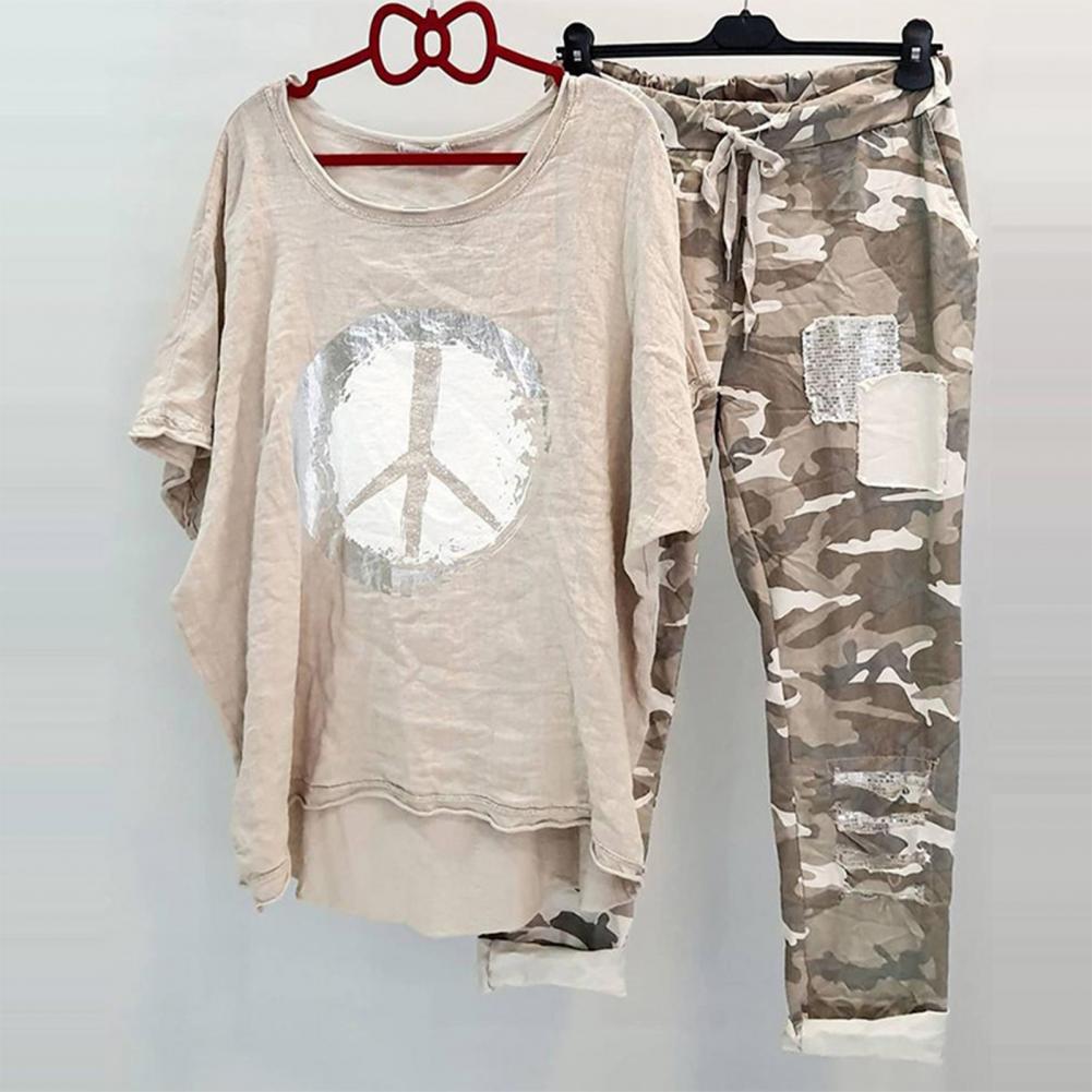 Hem, t-shirt e calças, roupa camuflada, verão, 2 peças, 1 conjunto