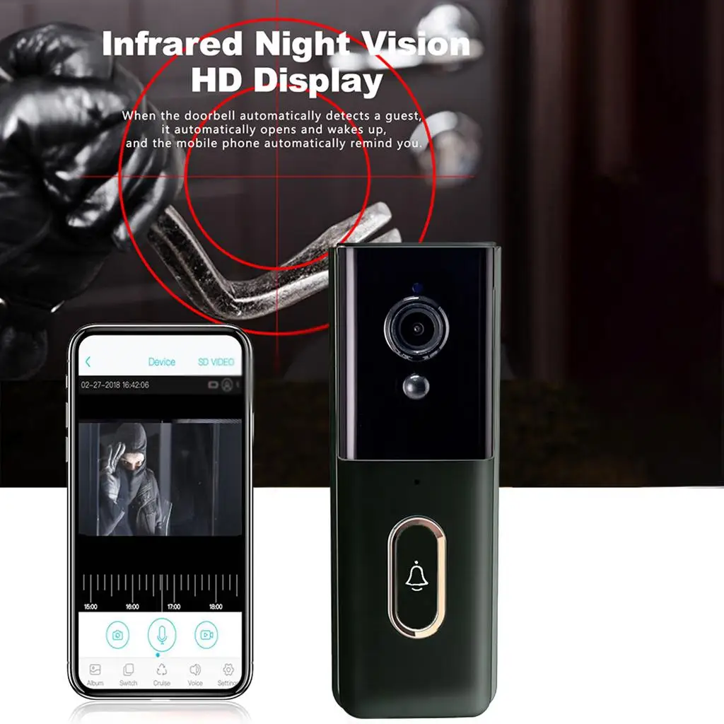 Video Doorbell Camera Simple Installation Motion Storage Via for Tuya