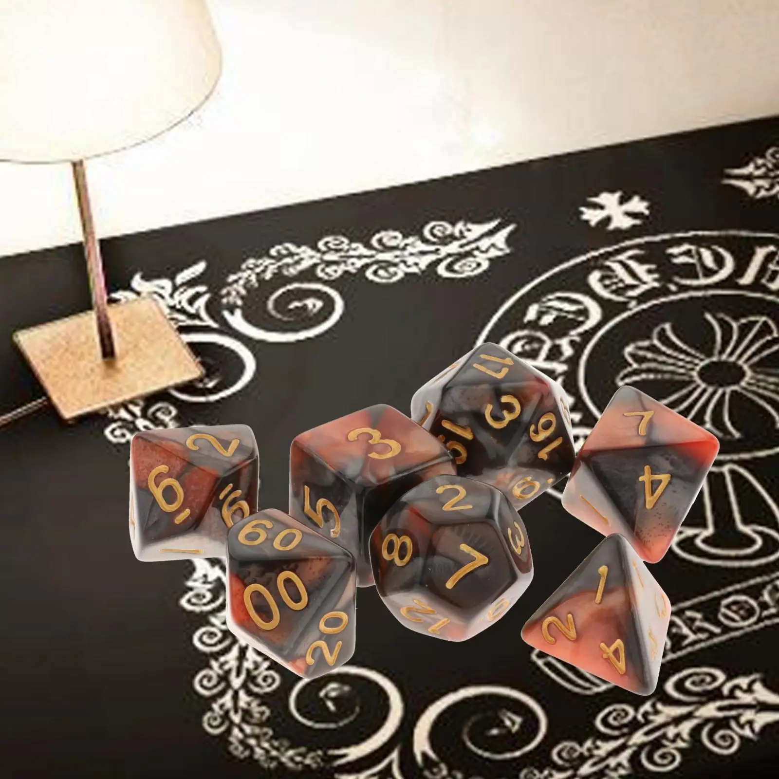 Set of 7 Painted Polyhedral Dice D4 D6 D8 D10 D12 D20 Party Supply for Dnd