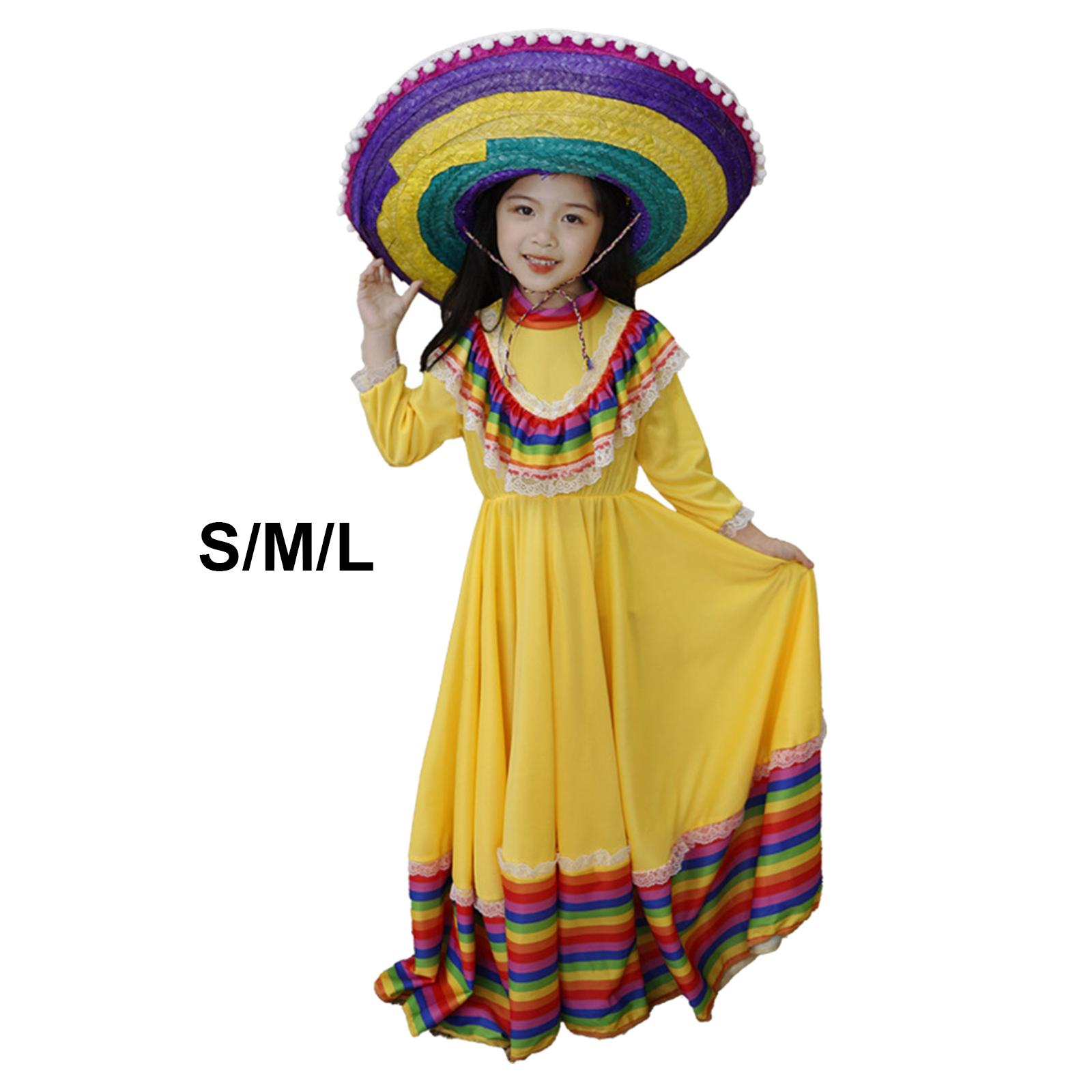 Girls Mexican Dress Outfit Costume for Carnival Children`s Day Halloween